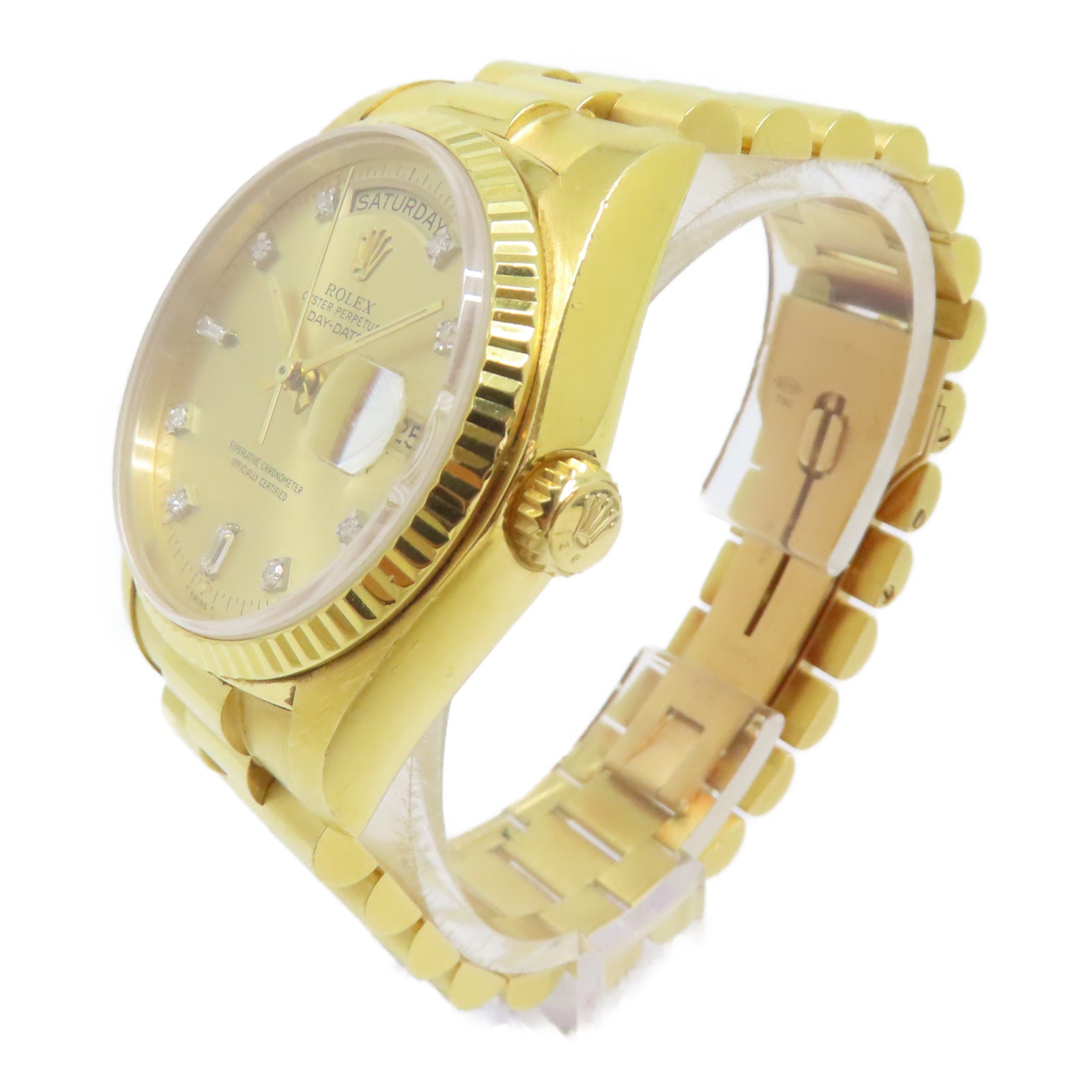 ROLEX Day-Date 36 18K黃金/鑽石自動機芯手錶金色