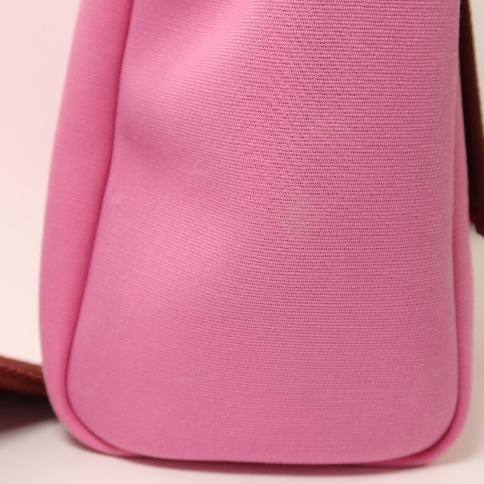 HERMES 帆布/Vache Hunter皮革Herbag PM銀扣手挽肩背兩用袋Bubble Gum/Rough H