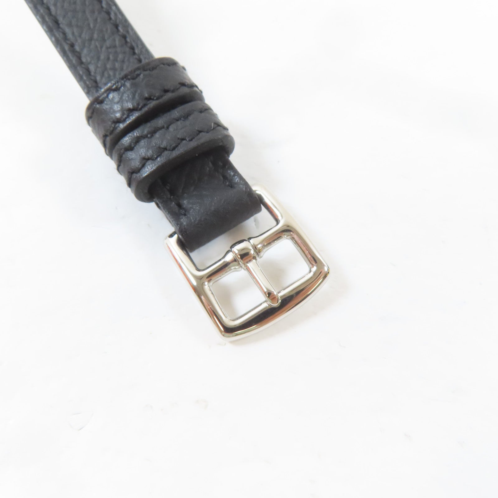 HERMES Epsom皮革Portefeuille Sac Hermesnap銀扣肩背袋黑色