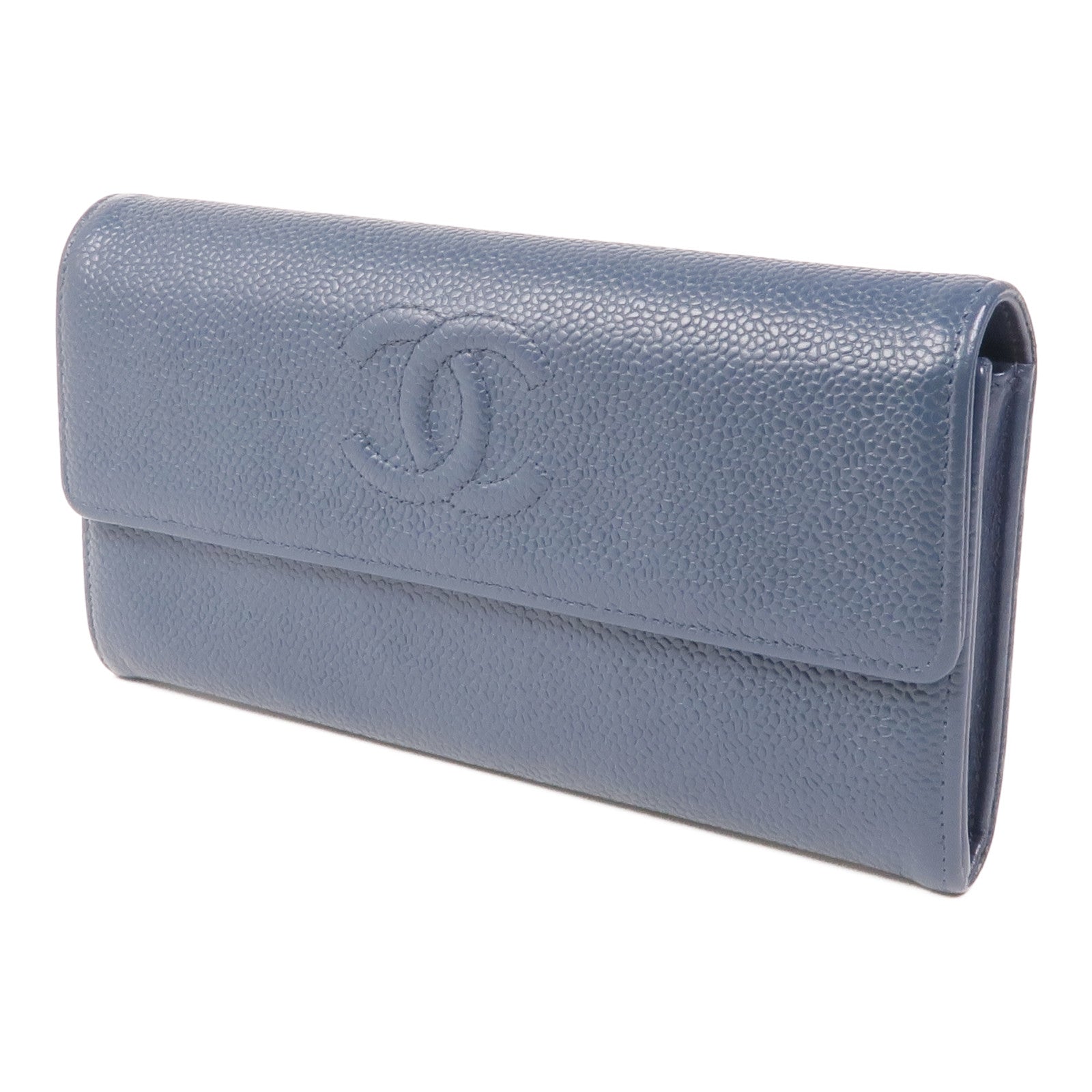 CHANEL 牛皮皮革Long Wallet銀扣長錢包