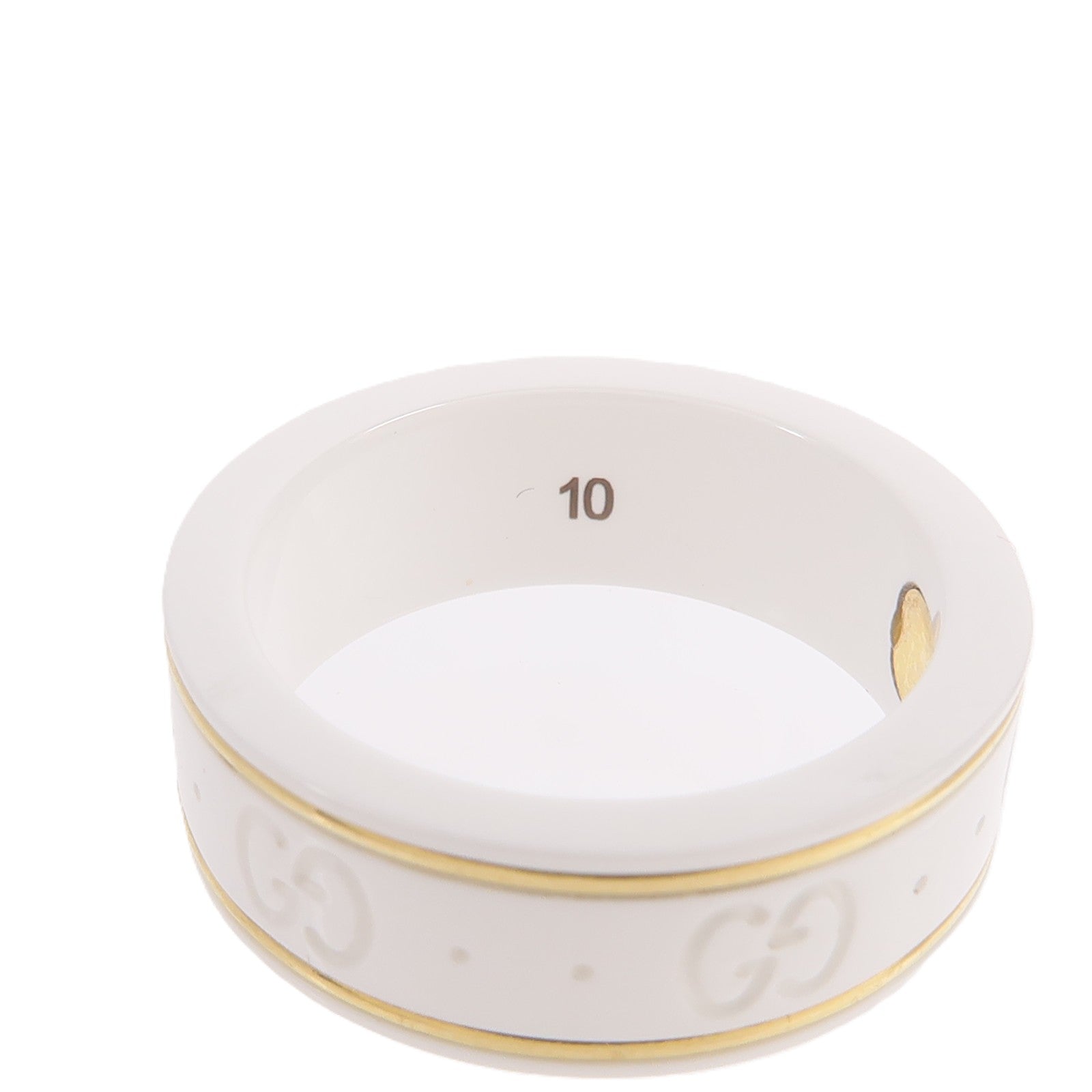 GUCCI White Zirconia/18K黃金 Icon Ring戒指