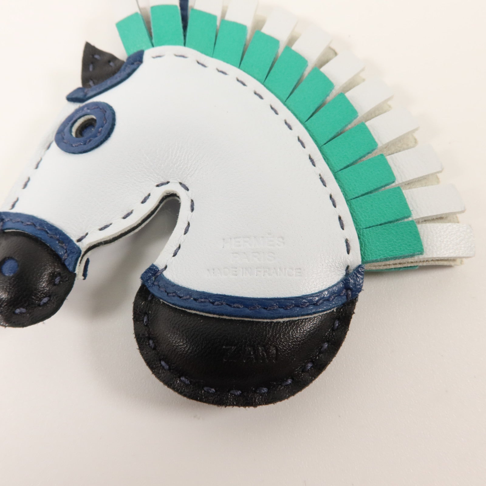 HERMES Milo皮革Geegee Camail掛飾Noir/Bleu de Malte/Menthe/Bleu Brume