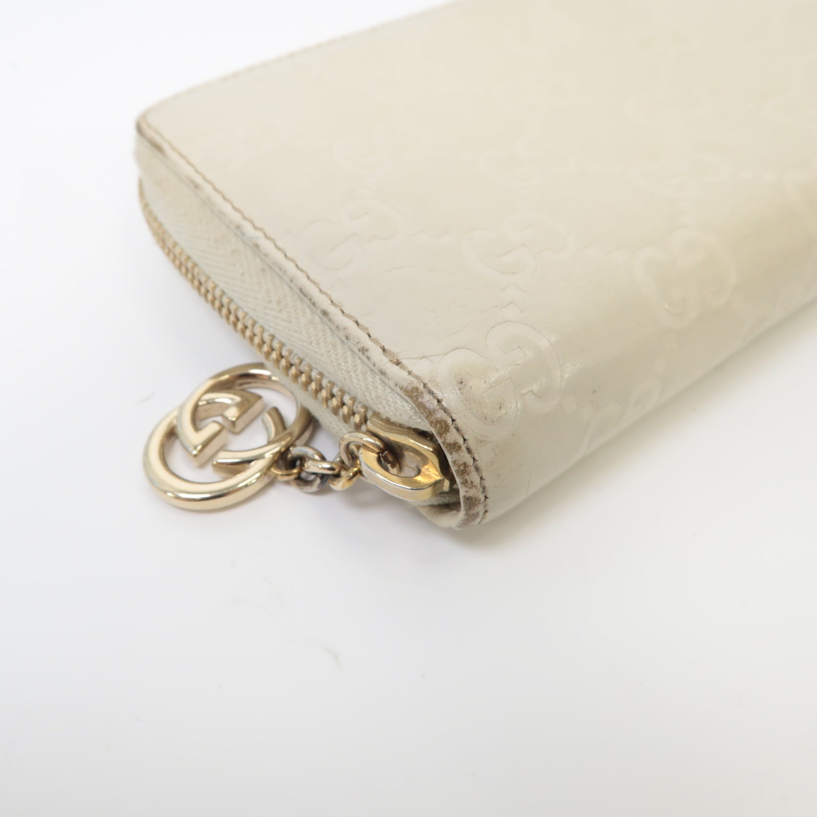 GUCCI 【激減優惠】皮革Long Wallet金扣長錢包白色