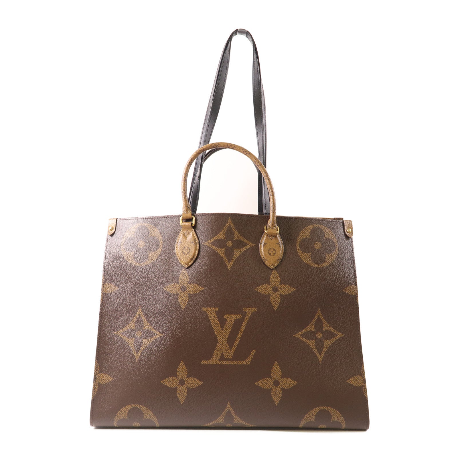 LOUIS VUITTON Monogram Giant OnTheGo GM金扣手挽肩背兩用袋棕色