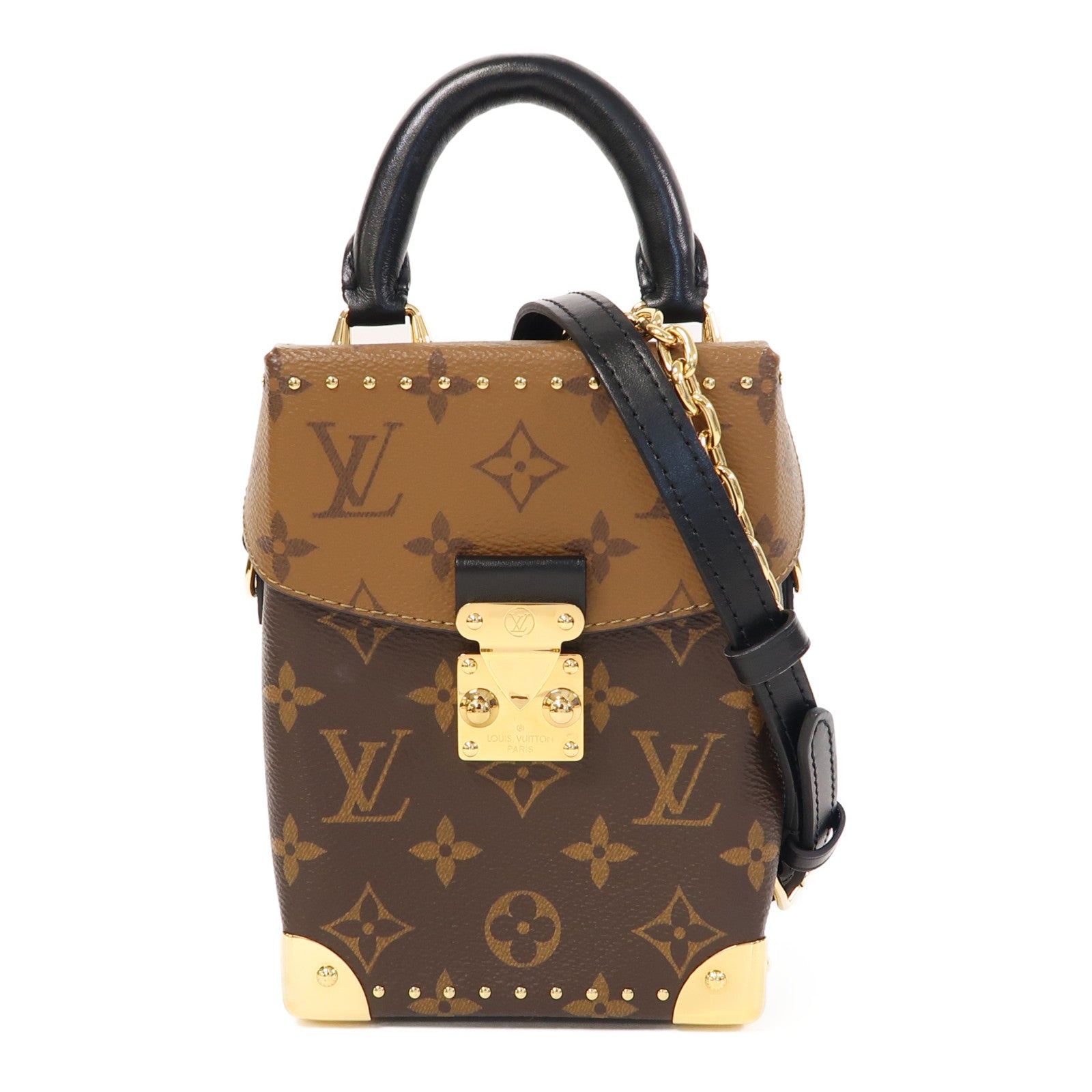 LOUIS VUITTON 【激減優惠】Monogram Reverse Camera Box金扣手挽肩背兩用袋啡色