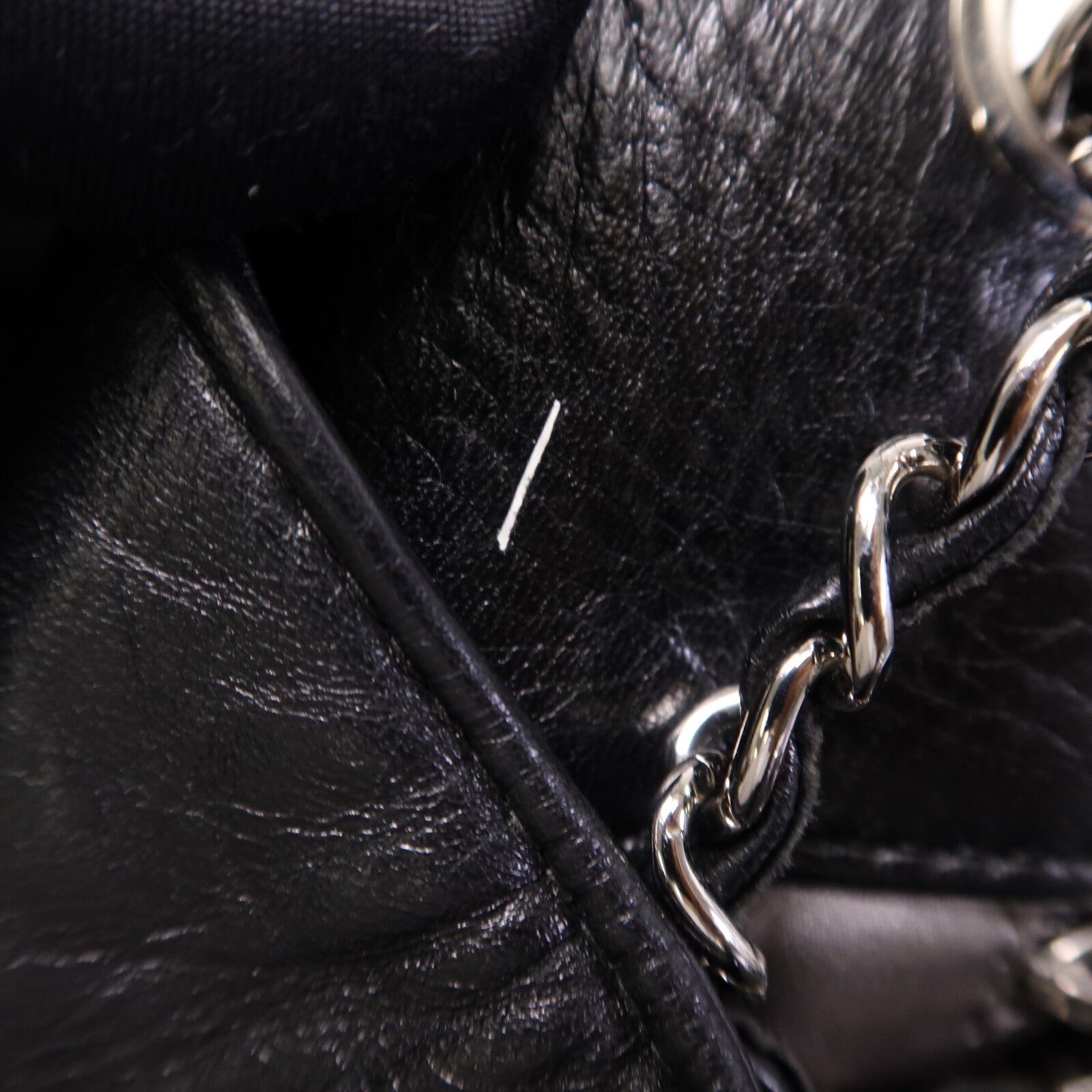 CHANEL 牛皮皮革Chain Shoulder Bag銀扣鏈帶肩背袋