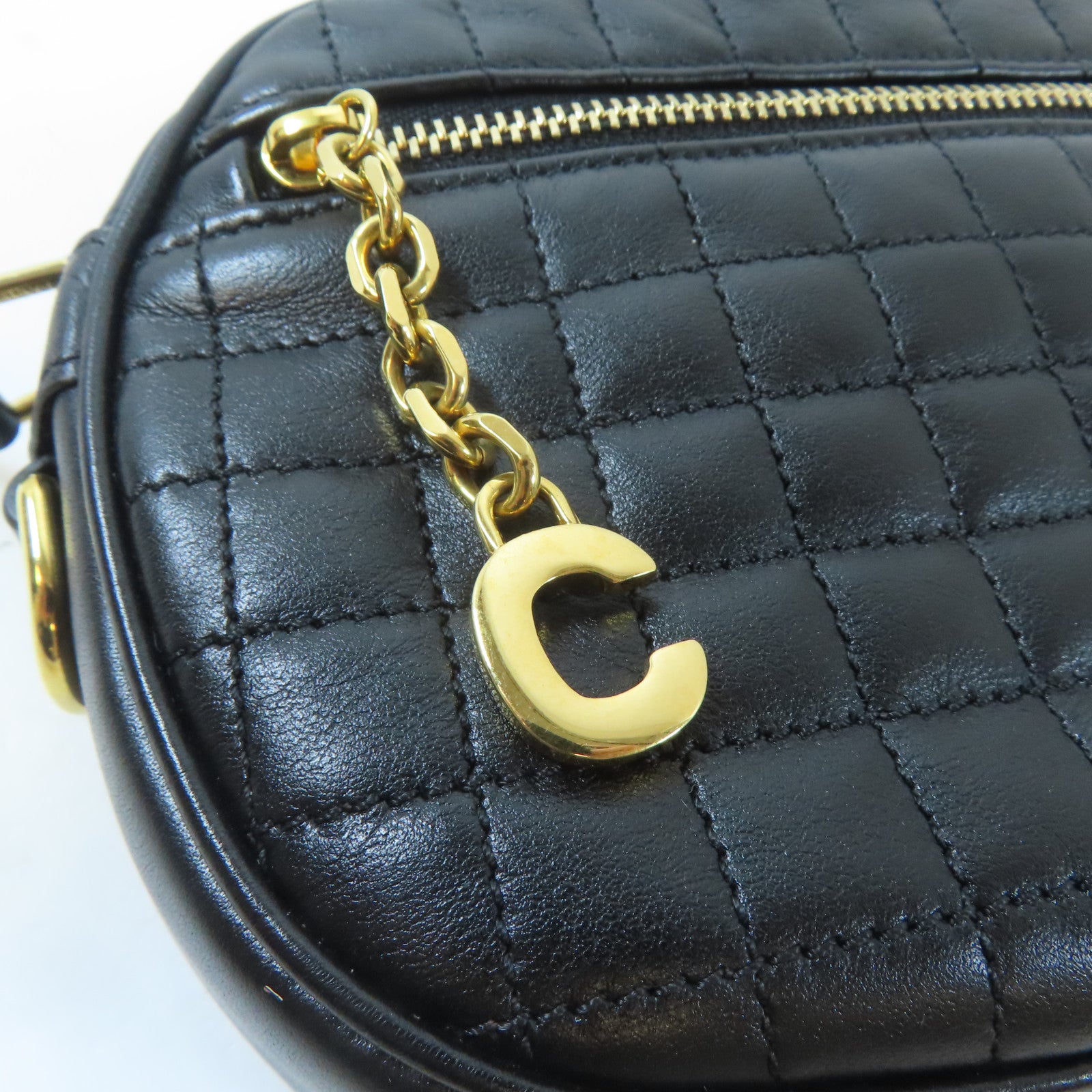 CELINE 牛皮皮革C Charm Bag金扣肩背袋黑色