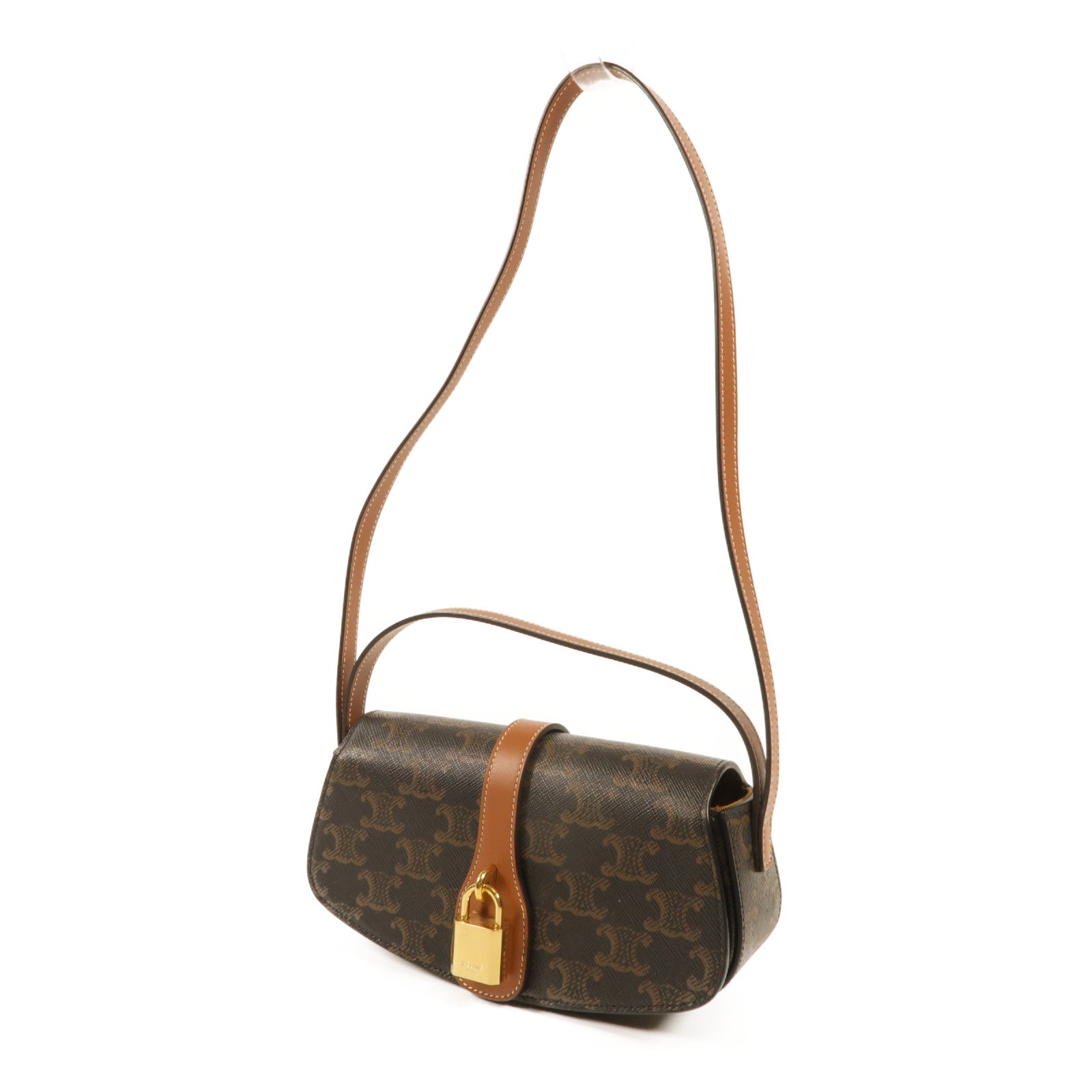 CELINE 塗層帆布Shoulder Bag金扣肩背袋