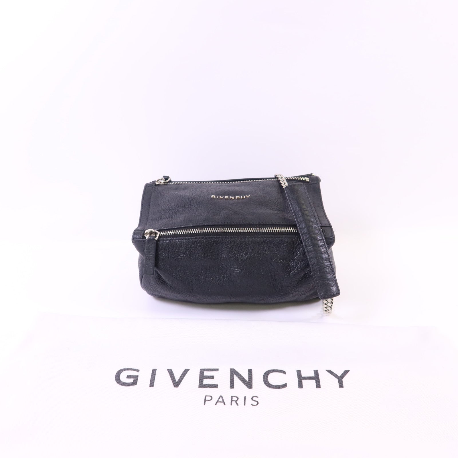 GIVENCHY 牛皮皮革Pandora Mini銀扣鏈帶肩背袋