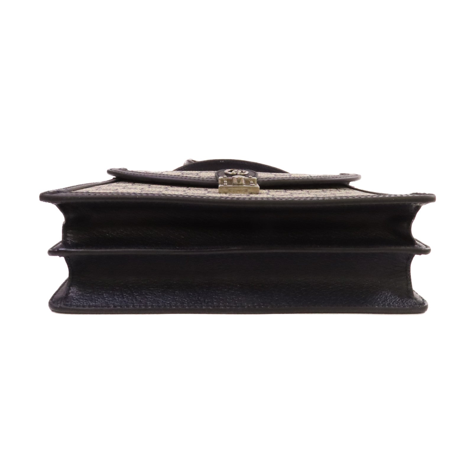 GUCCI 塗層帆布Ophidia GG Small Top Handle Bag銀扣手挽肩背兩用袋米色/藍色