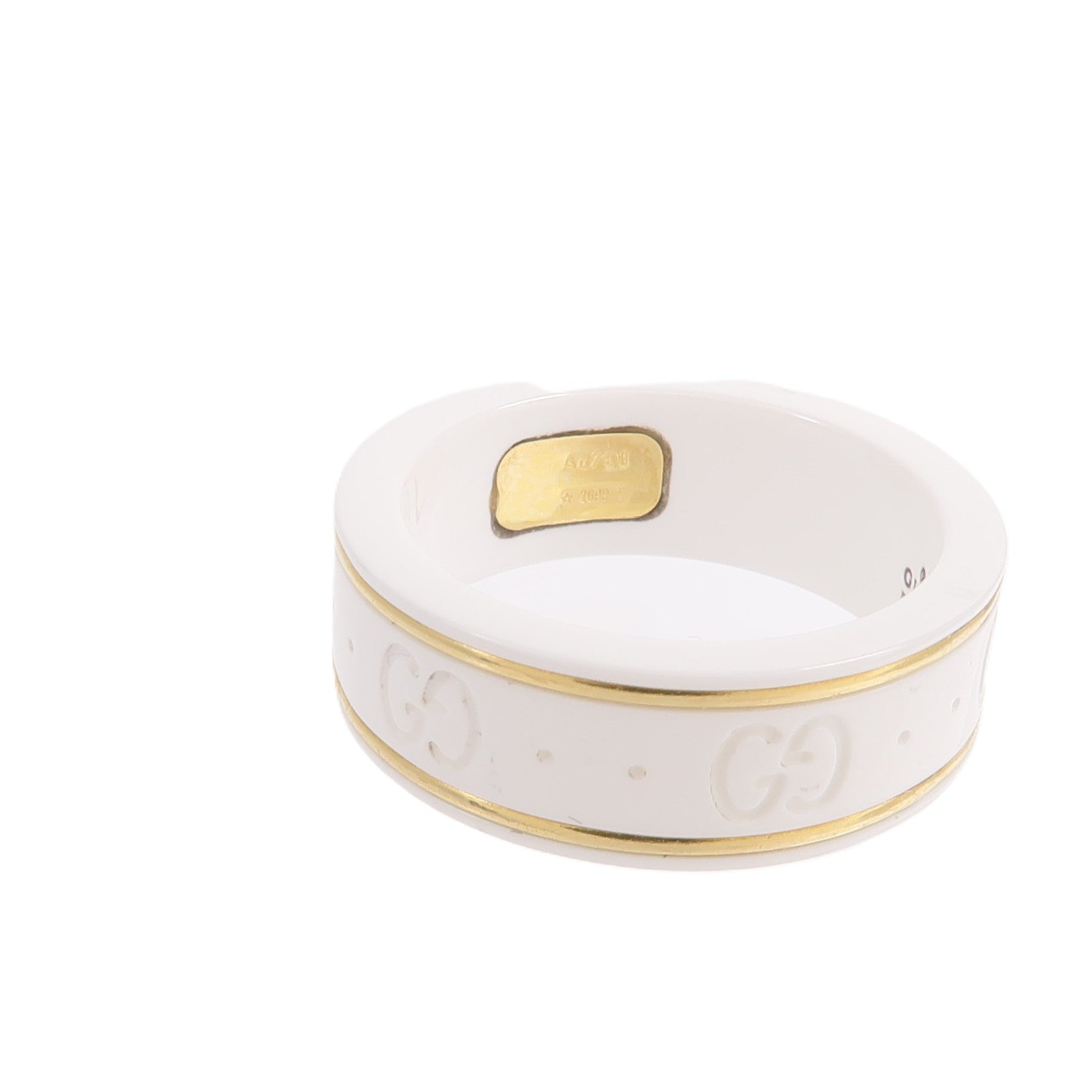 GUCCI White Zirconia/18K黃金 Icon Ring戒指