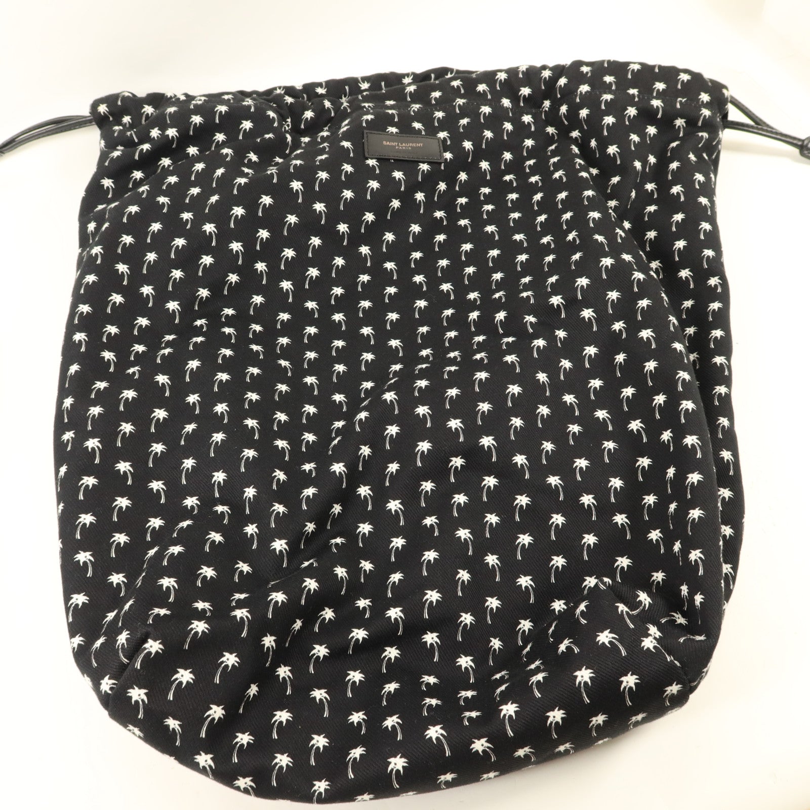 SAINT LAURENT 牛皮皮革/帆布Teddy Drawstring Tote Bag手挽袋