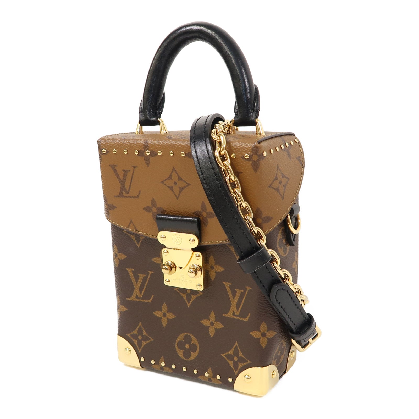 LOUIS VUITTON 【激減優惠】Monogram Reverse Camera Box金扣手挽肩背兩用袋啡色