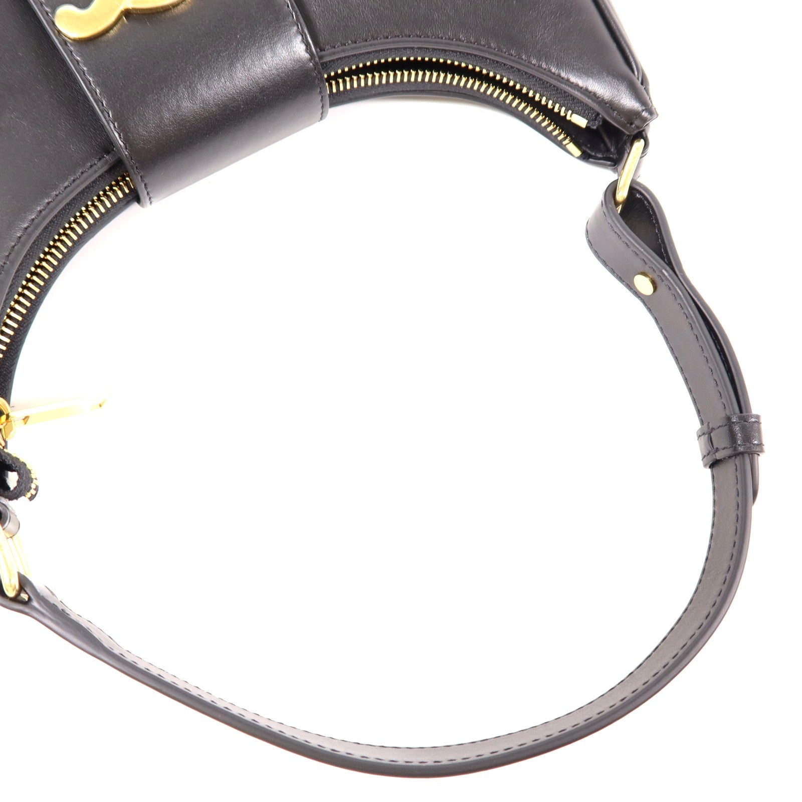 CELINE GHW Ava Shoulder Bag Calfskin Leather Black 6962