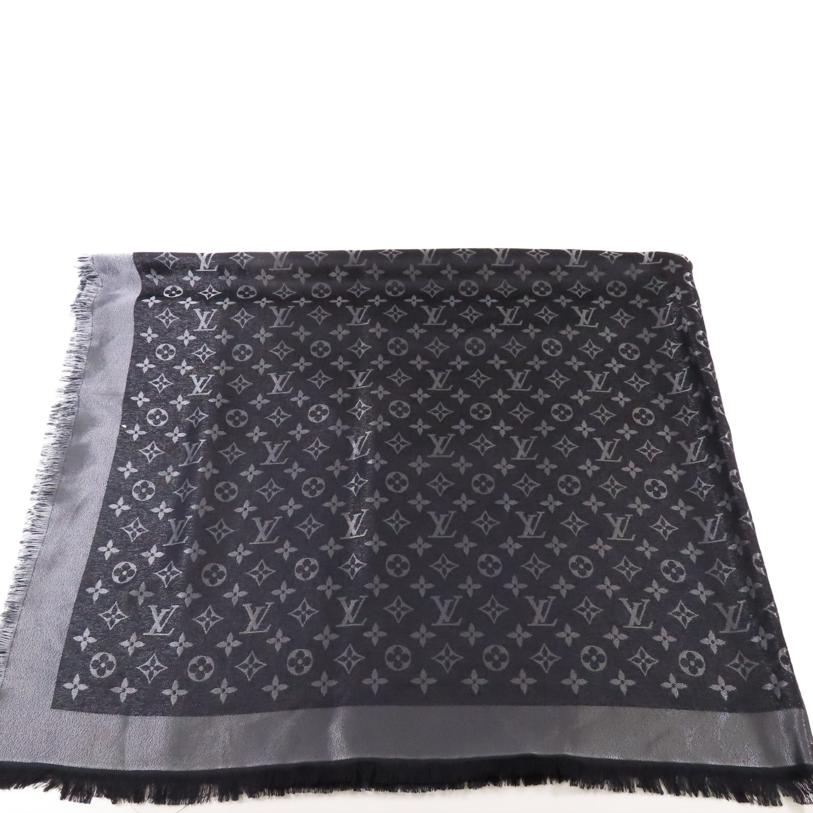 LOUIS VUITTON 絲質/羊毛Monogram Shing Scarf圍巾