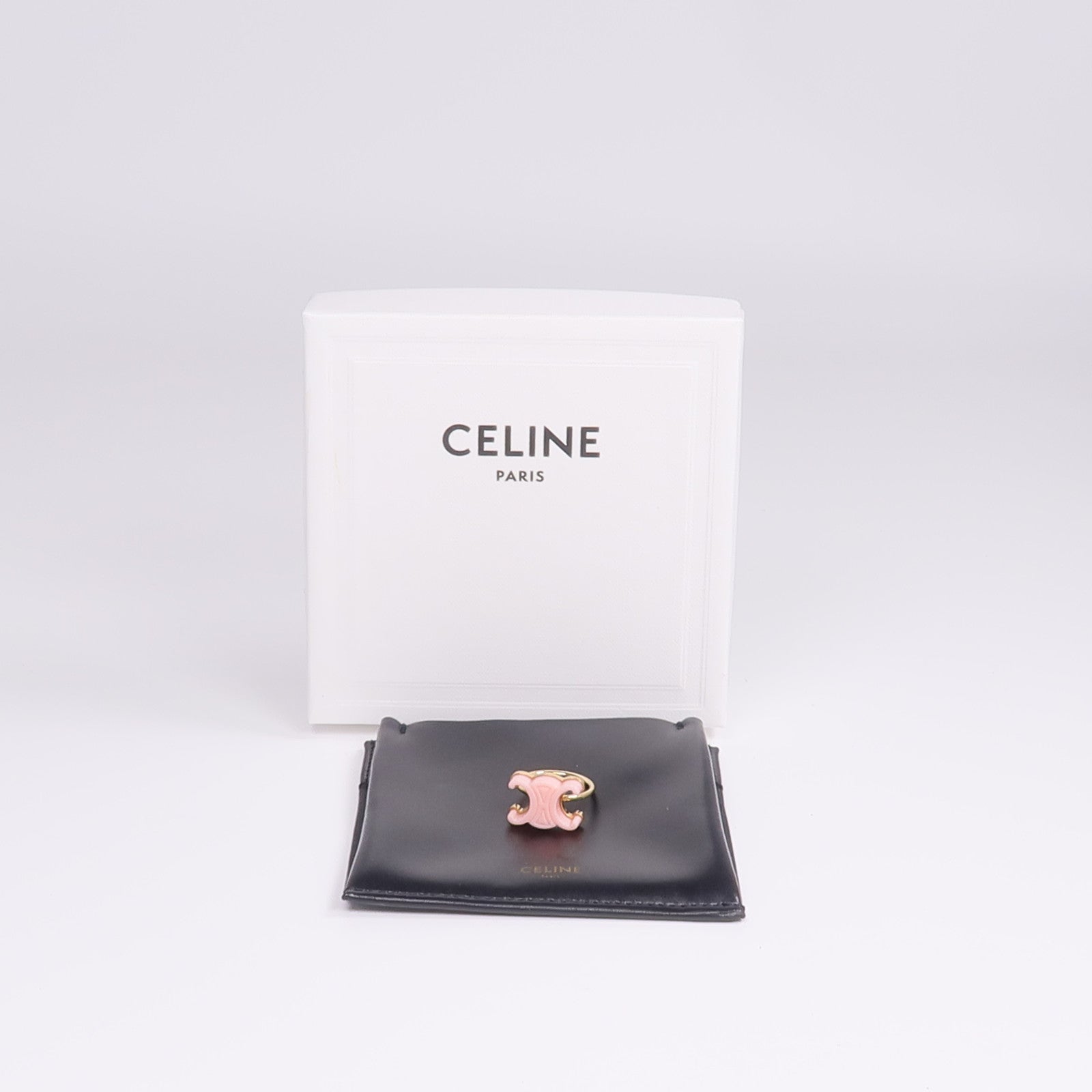 CELINE 金屬/有機玻璃Baby Triomphe Ring戒指US#6