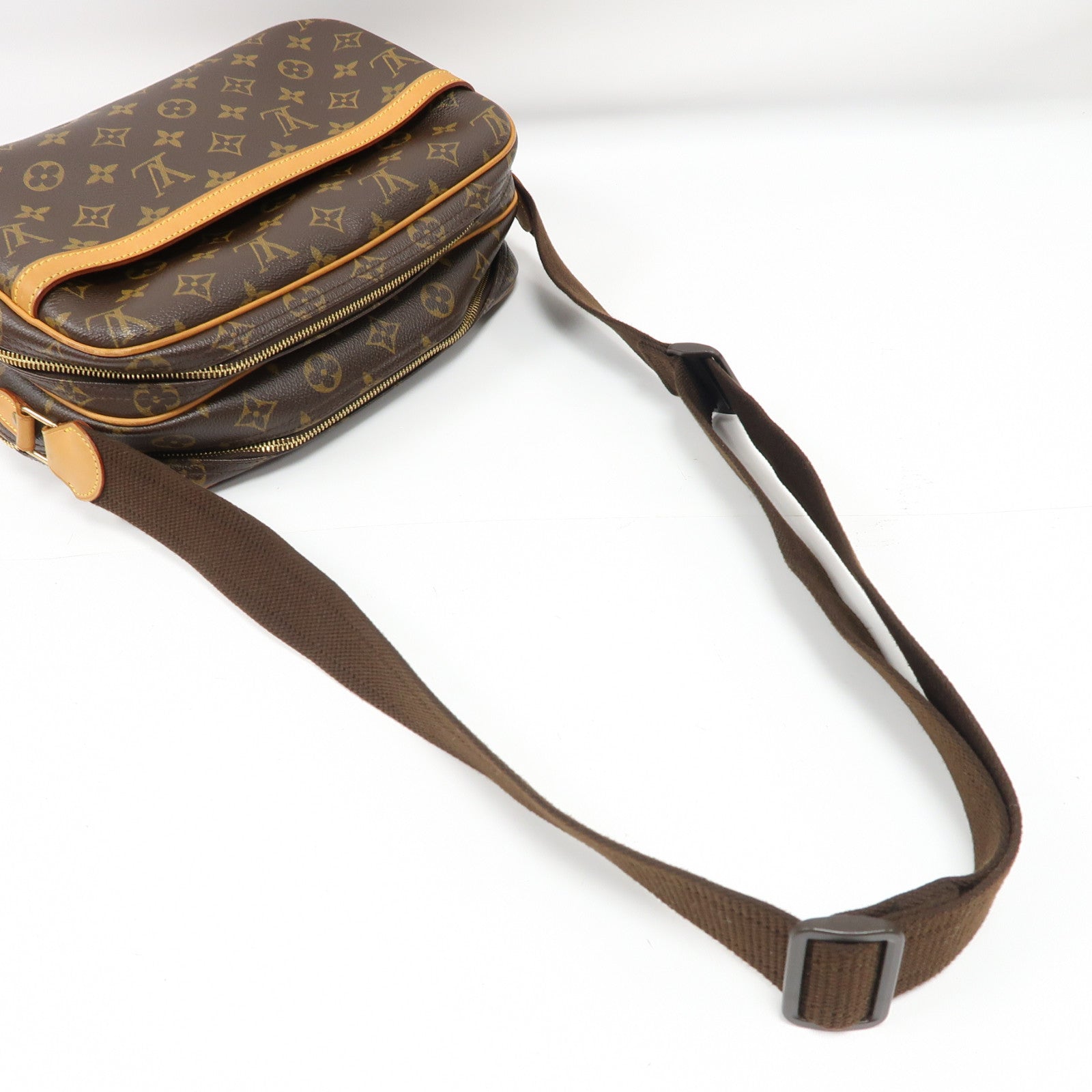 LOUIS VUITTON Monogram Reporter PM金扣肩背袋啡色