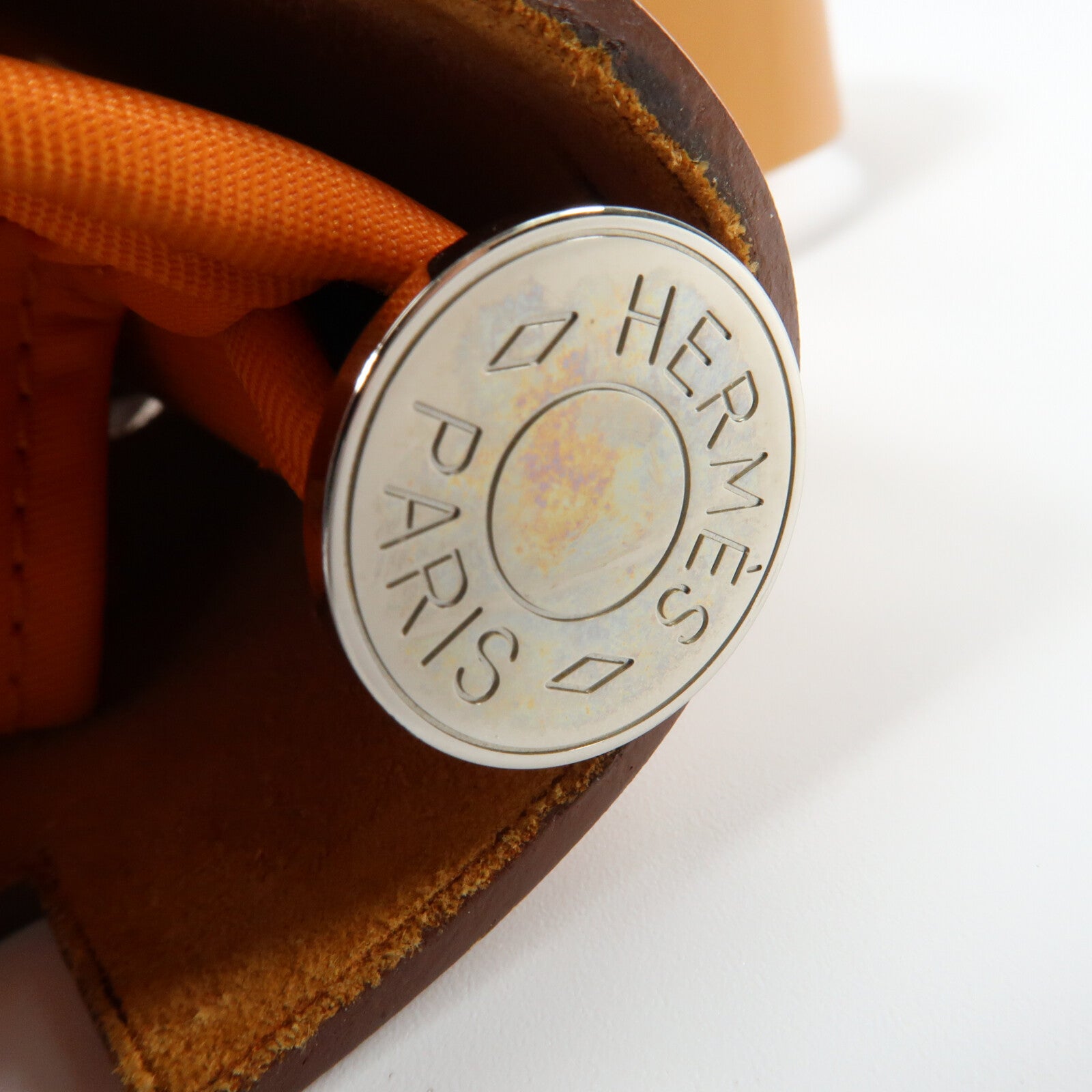HERMES 帆布Herbag PM銀扣手挽肩背兩用袋Orange