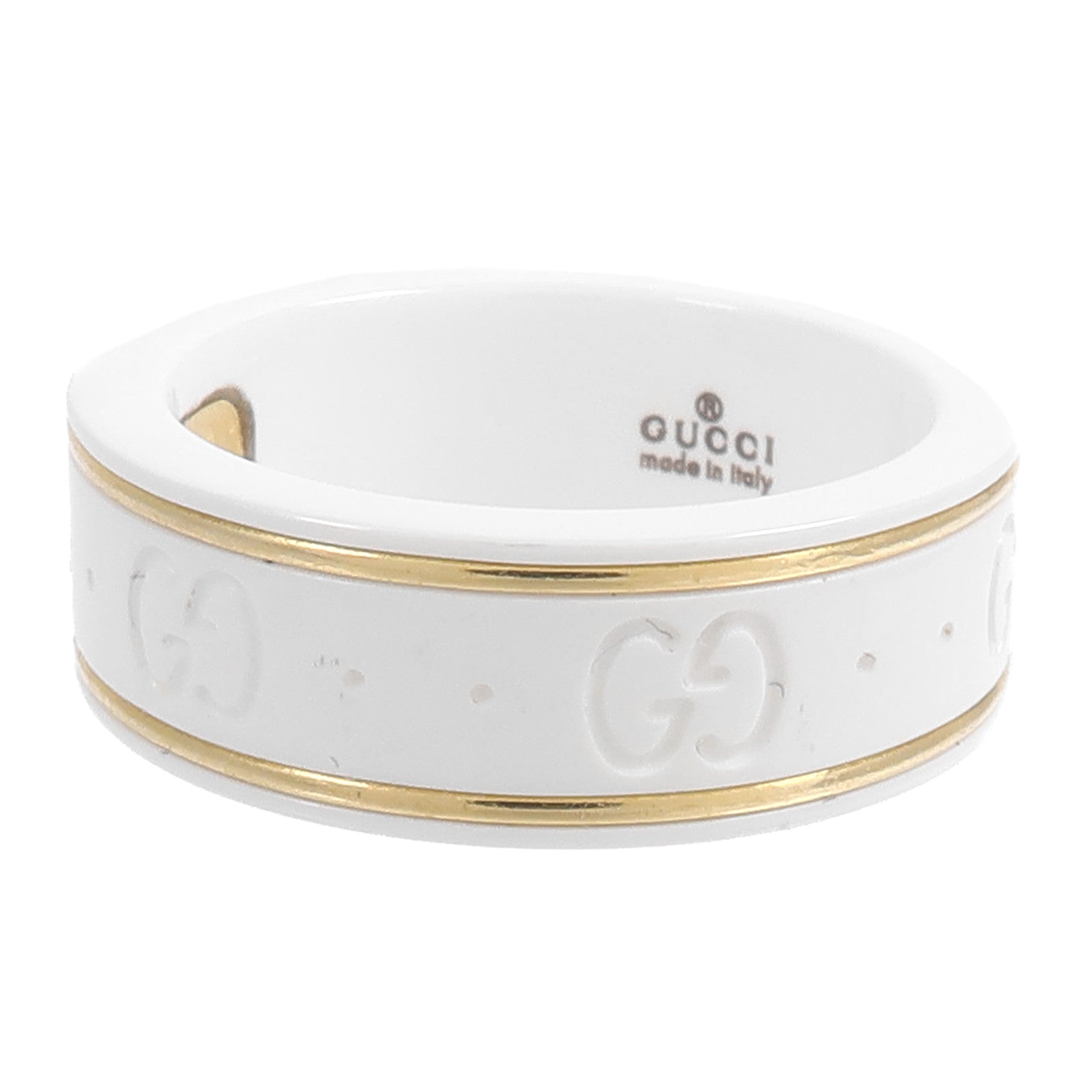 GUCCI White Zirconia/18K黃金 Icon Ring戒指