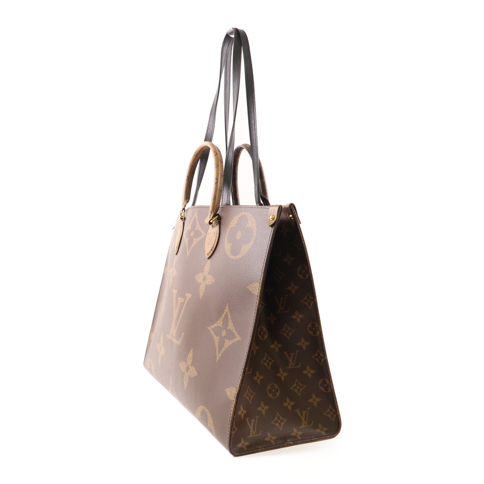 LOUIS VUITTON Monogram Giant OnTheGo GM金扣手挽肩背兩用袋棕色