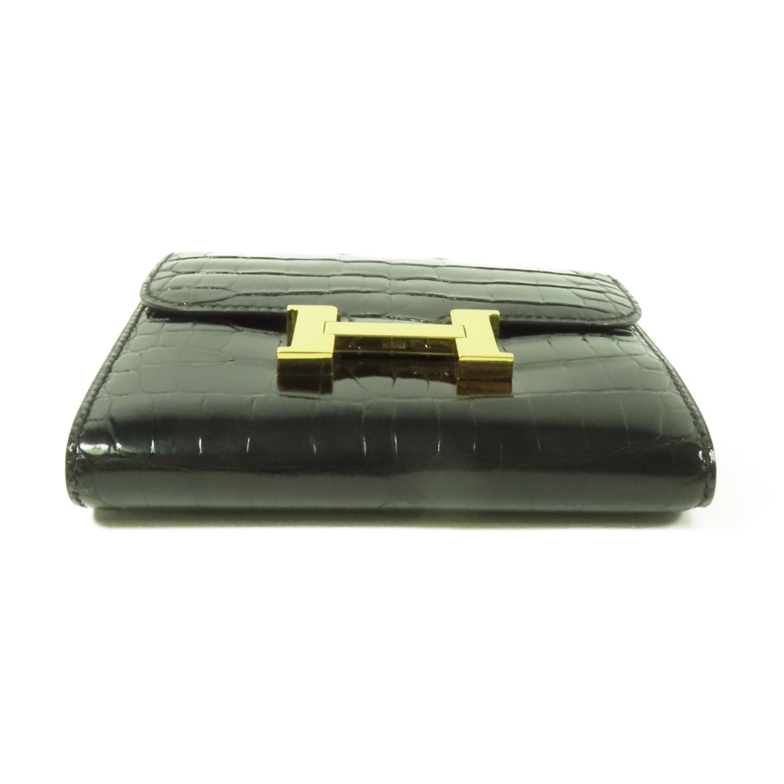 HERMES 鱷魚皮革Constance Wallet金扣錢包Noir