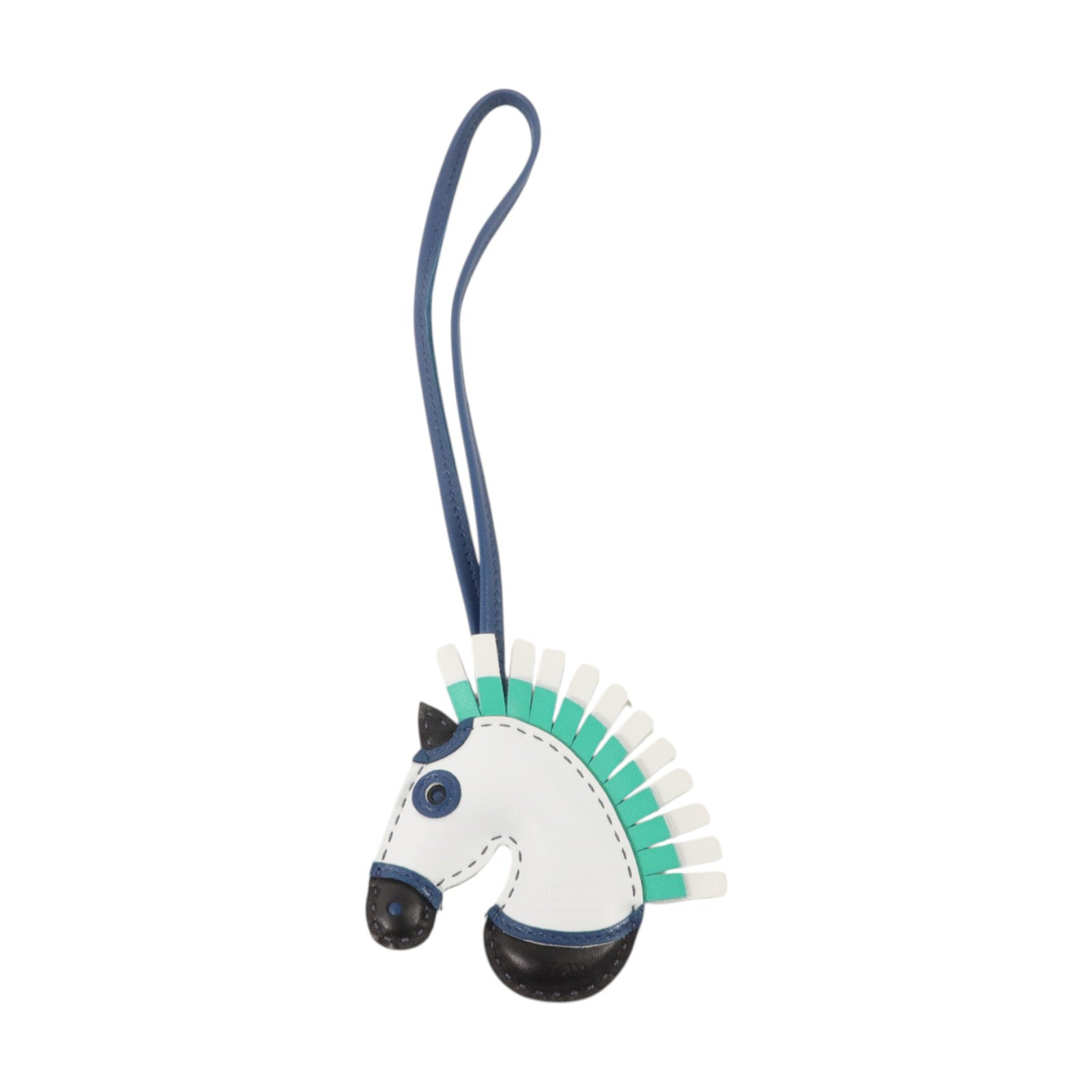 HERMES Milo皮革Geegee Camail掛飾Noir/Bleu de Malte/Menthe/Bleu Brume