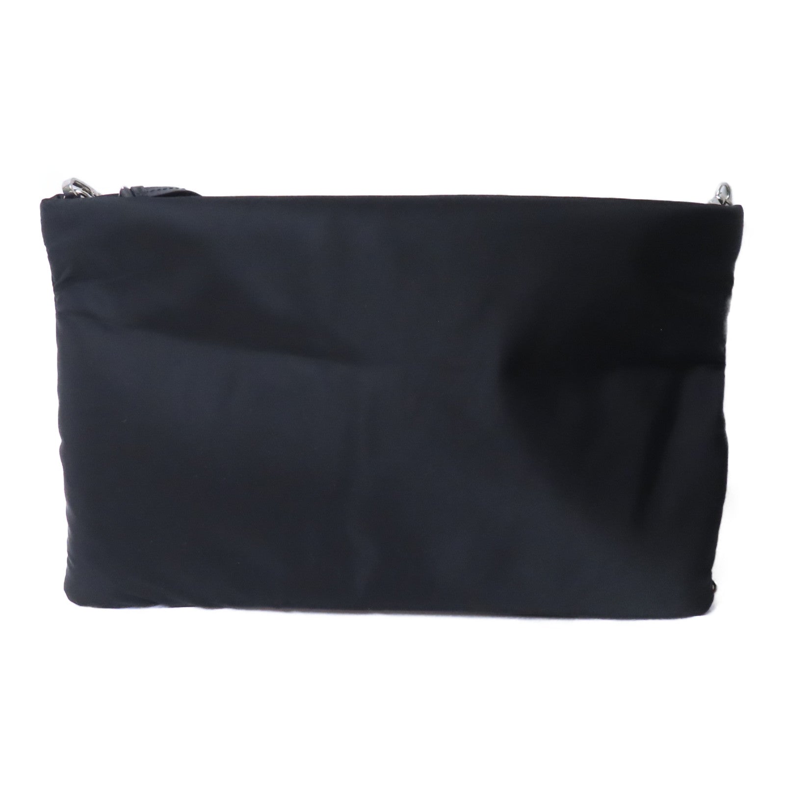 PRADA 尼龍2 Way Shoulder Bag銀扣鏈帶肩背袋黑色