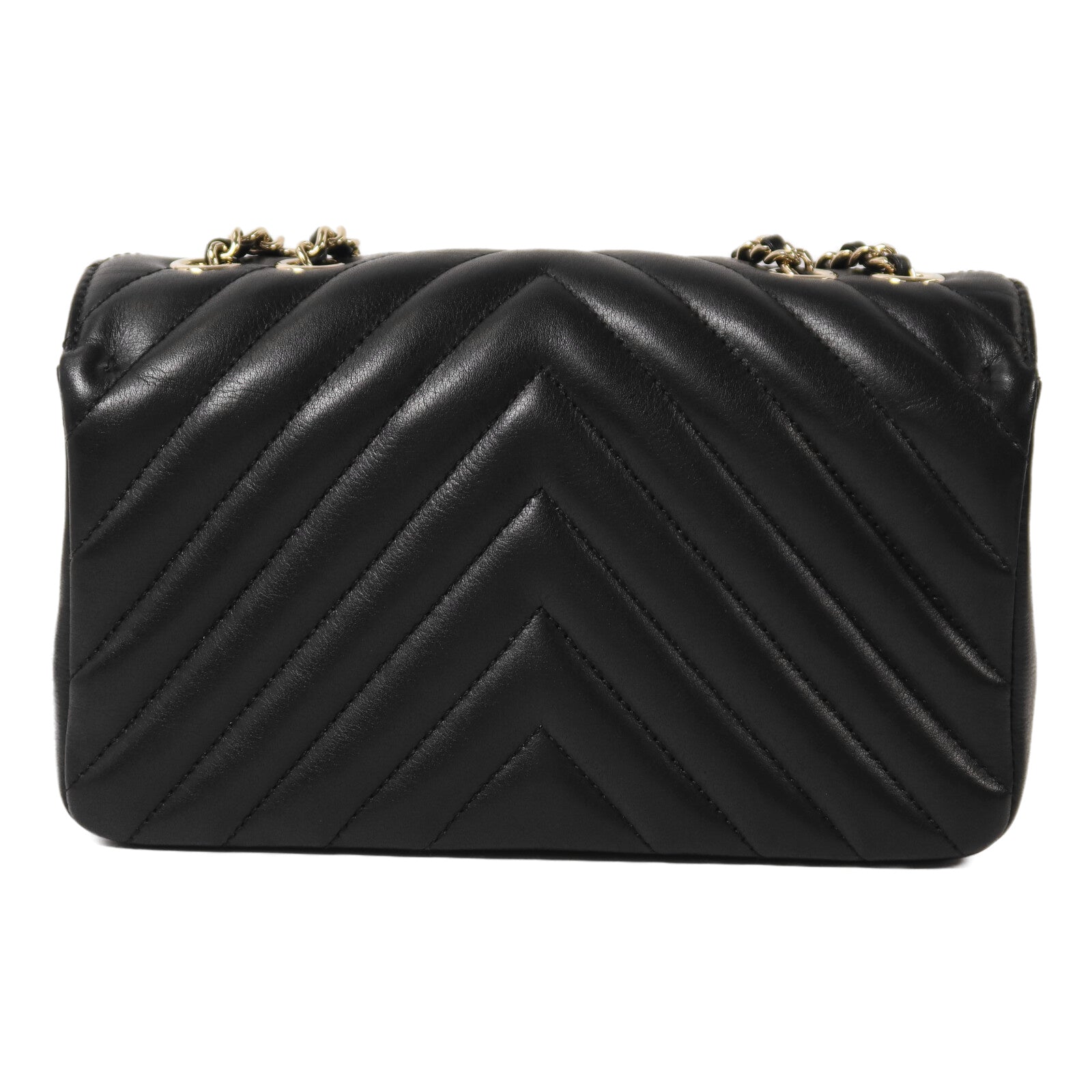 CHANEL 牛皮皮革Chain Shoulder金扣鏈帶肩背袋