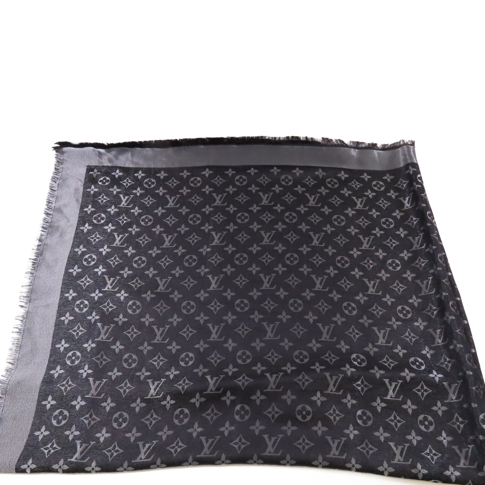 LOUIS VUITTON 絲質/羊毛Monogram Shing Scarf圍巾