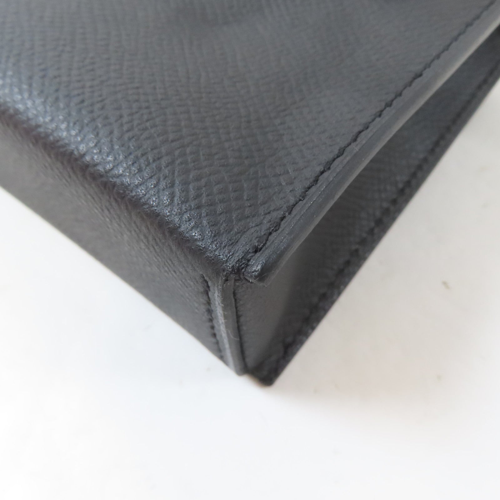 HERMES Epsom皮革Portefeuille Sac Hermesnap銀扣肩背袋黑色