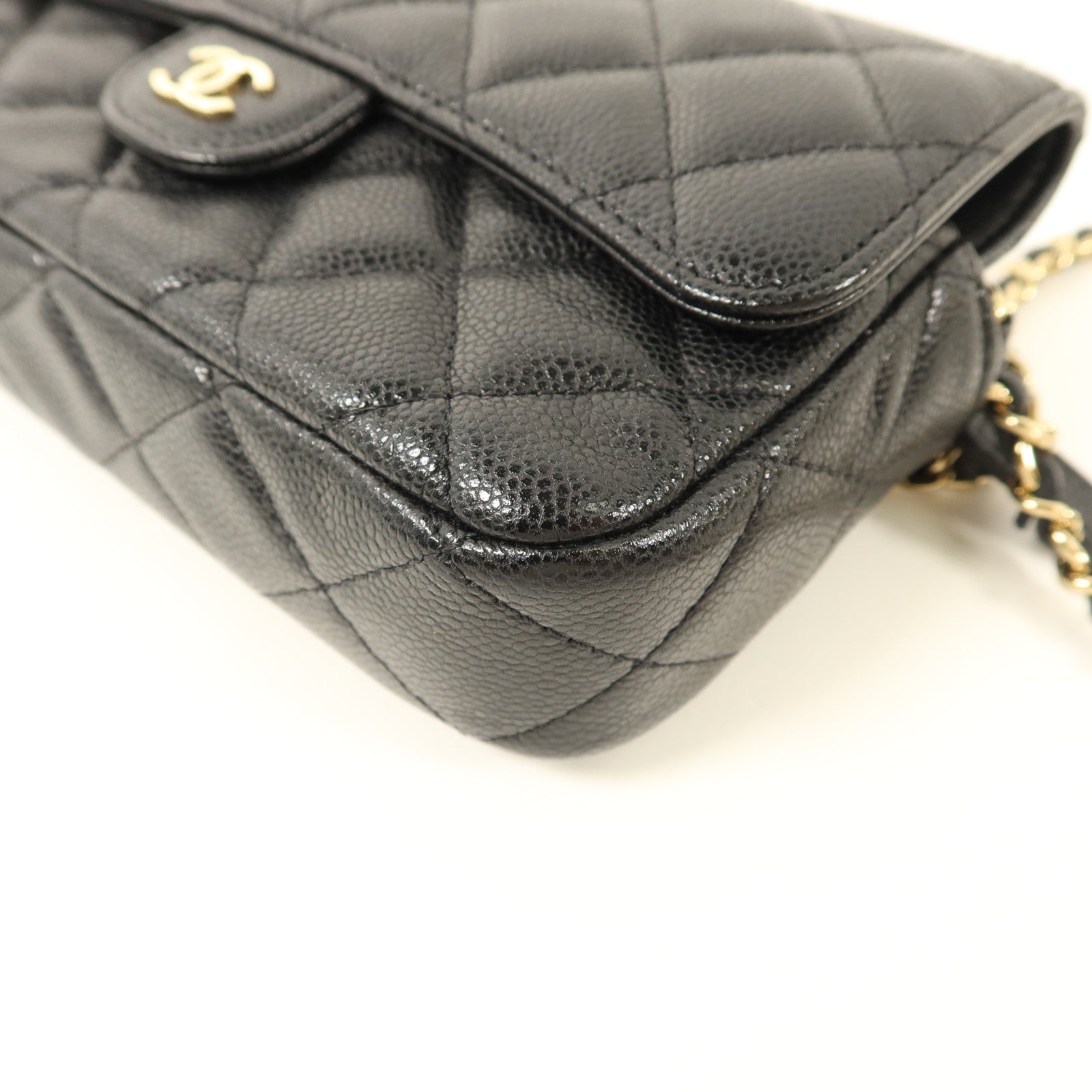 CHANEL 牛皮皮革Phone Case Bag金扣鏈帶肩背袋