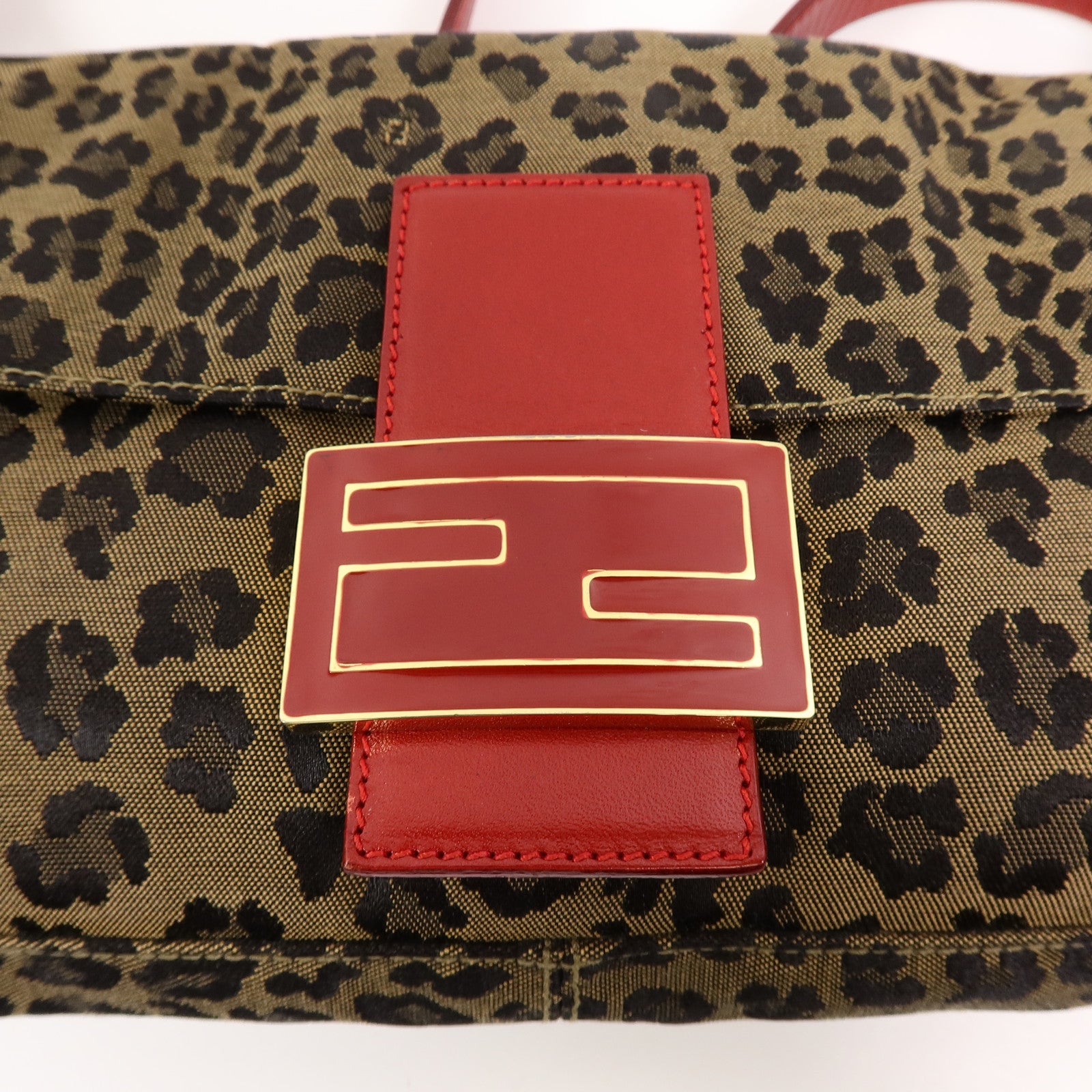 FENDI 帆布Leopard Baguette肩背袋