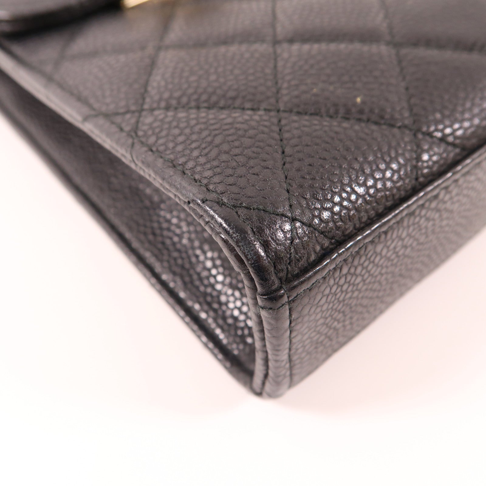 CHANEL 牛皮皮革Phone Chain Shoulder金扣肩背袋黑色