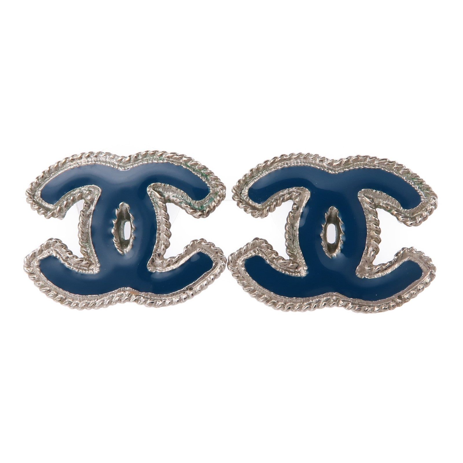 CHANEL 金屬Earrings耳環銀色/藍色