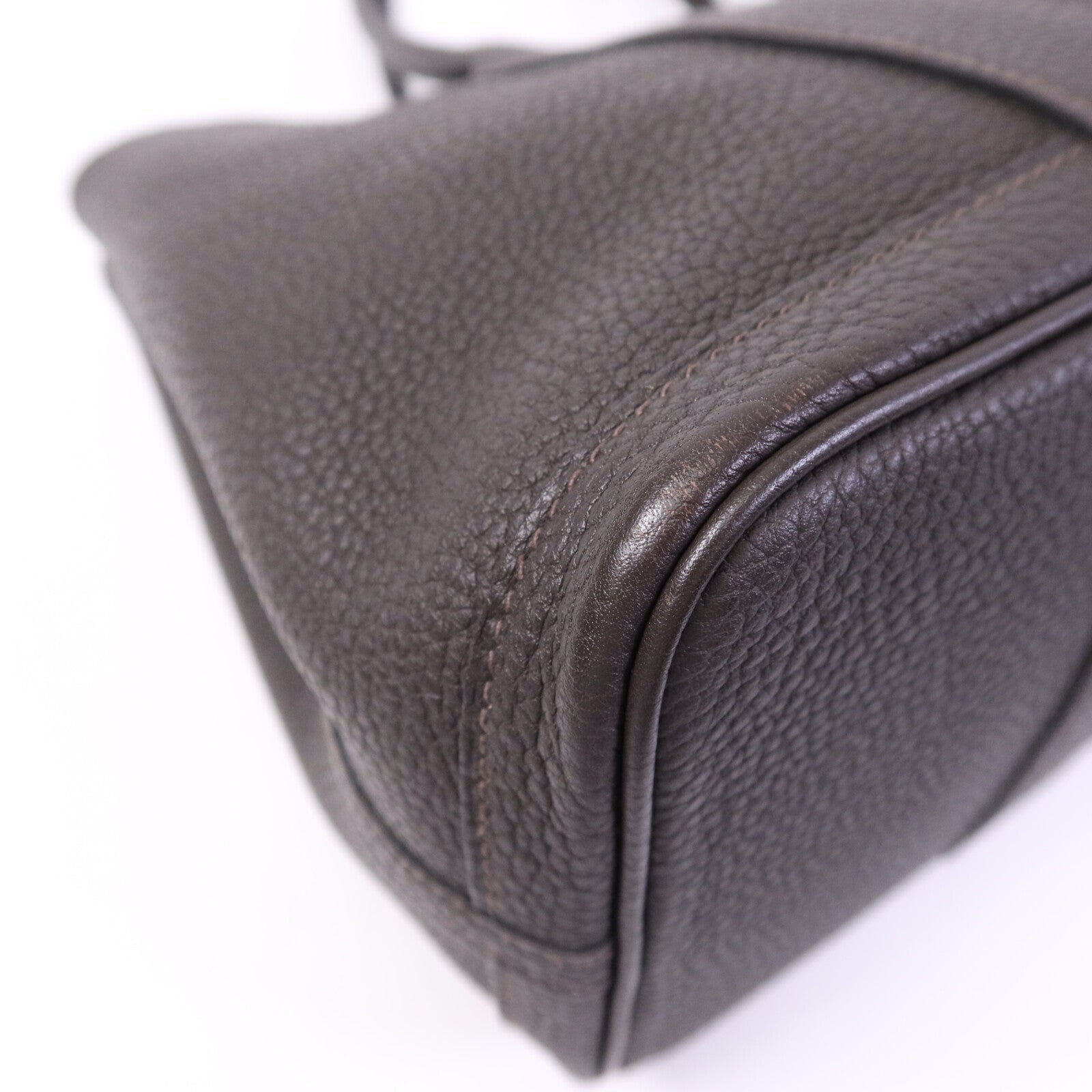 HERMES Negonda皮革Garden Party TPM銀扣手挽袋Ebeue