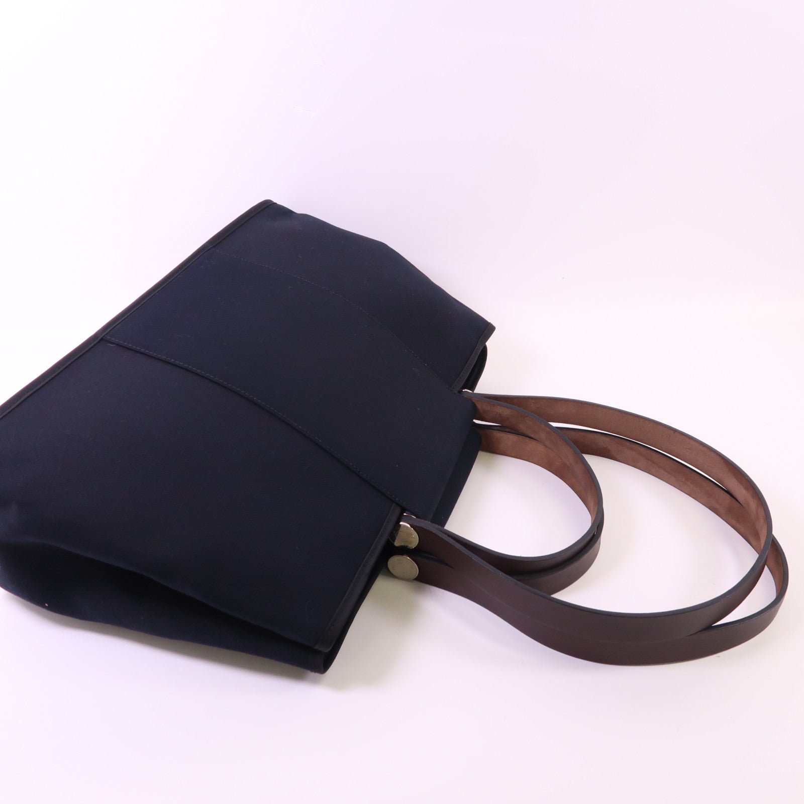 HERMES 帆布Cabag銀扣手挽肩背兩用袋