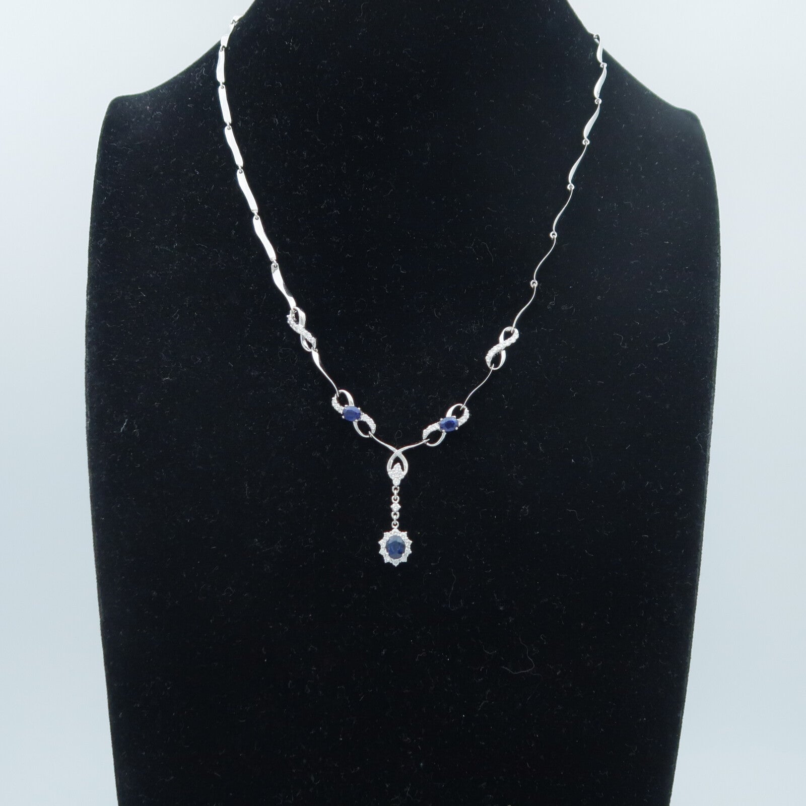 JEWELRY 18K白金Sapphire Diamond Necklace藍寶石/鑽石項鍊