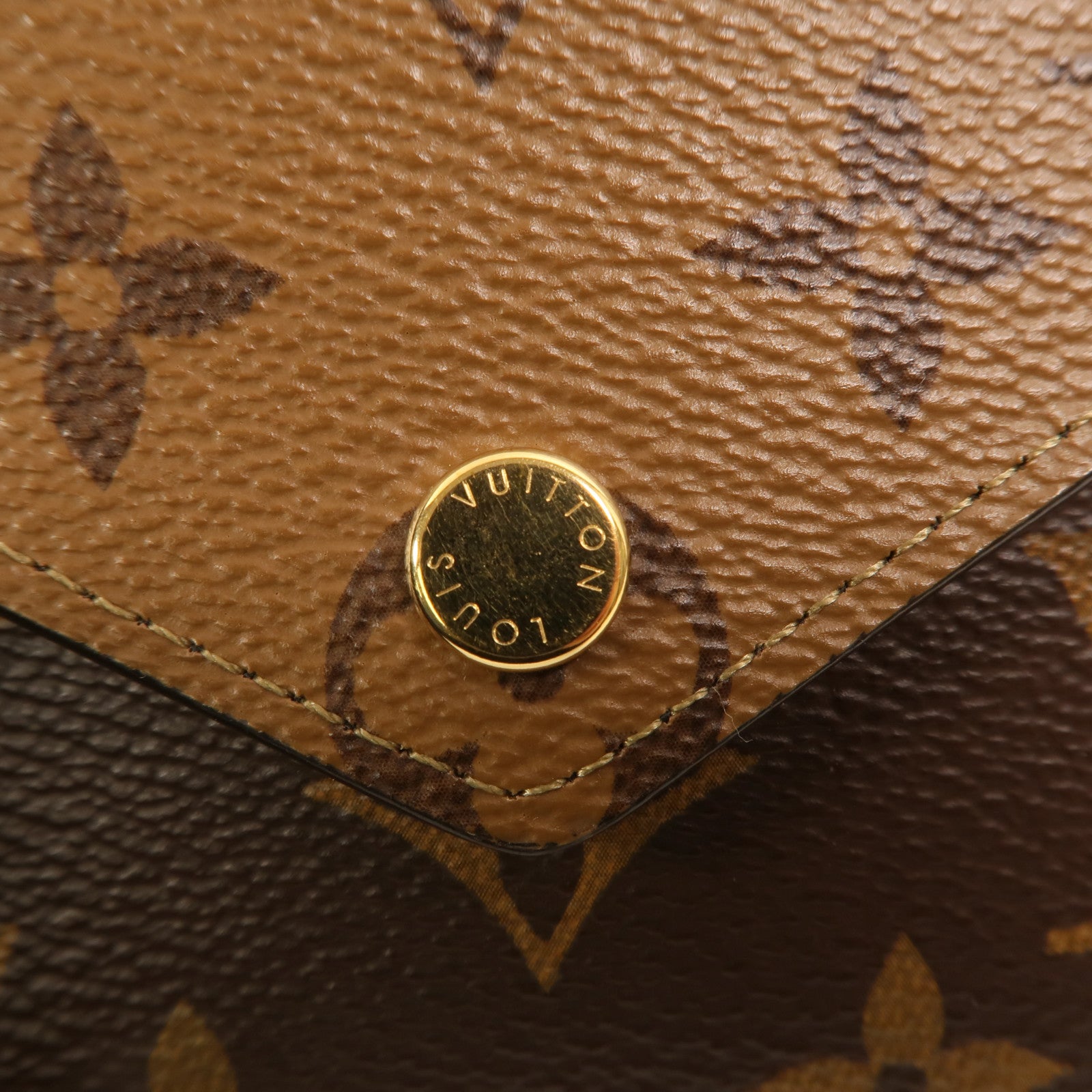 LOUIS VUITTON Monogram/Monogram Reverse Victorine Wallet金扣錢包棕色