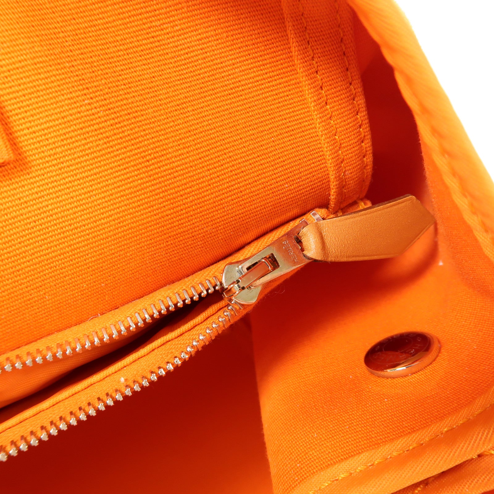HERMES 帆布Cabag銀扣手挽肩背兩用袋Orange
