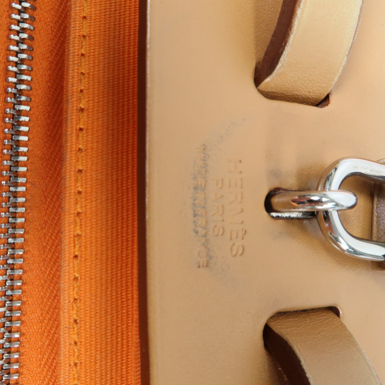 HERMES 帆布Herbag PM銀扣手挽肩背兩用袋Orange