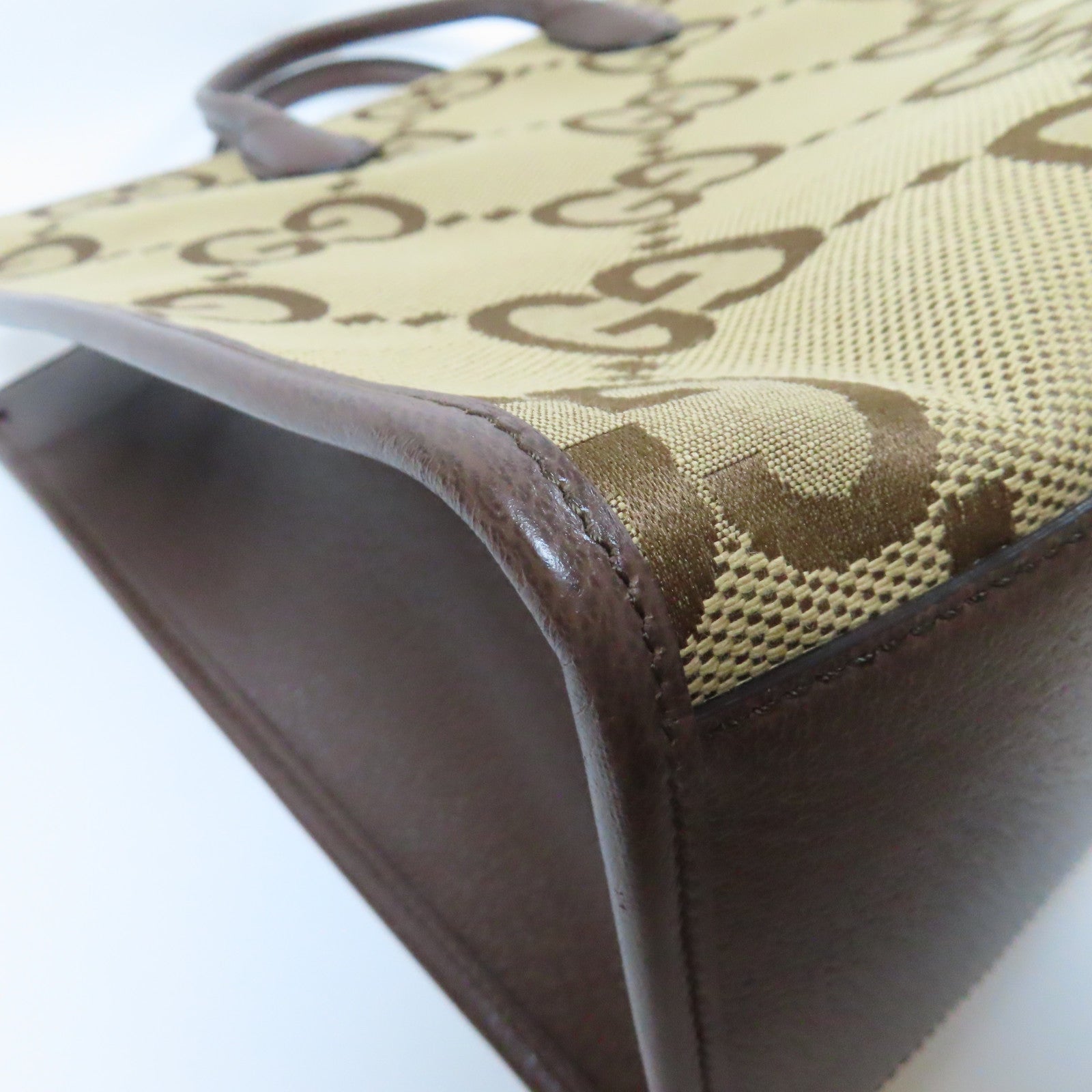 GUCCI 【激減優惠】帆布Jumbo GG Tote Bag金扣手挽肩背兩用袋啡色