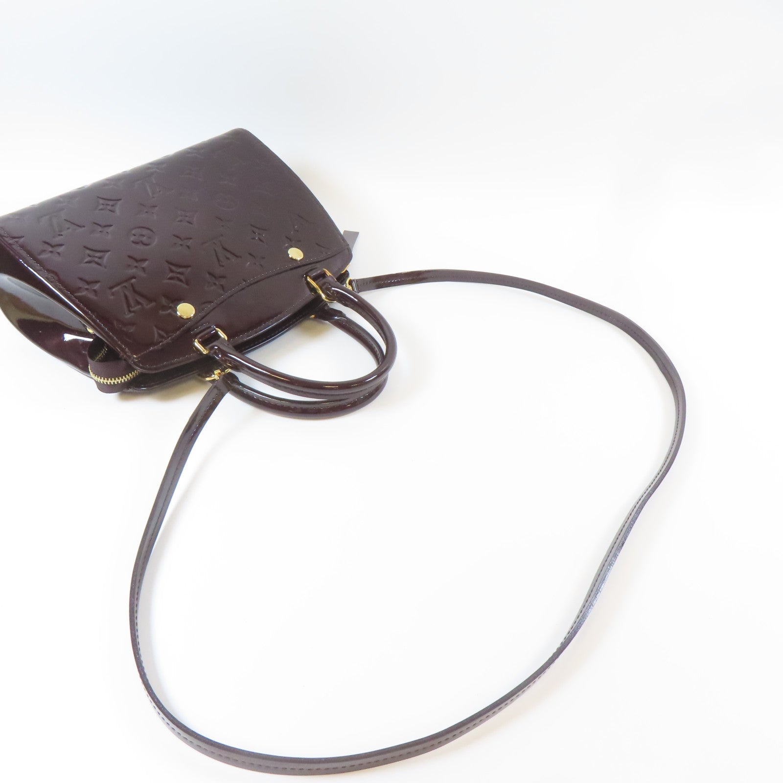 LOUIS VUITTON 【激減優惠】Vernis Brera PM金扣手挽肩背兩用袋啡色