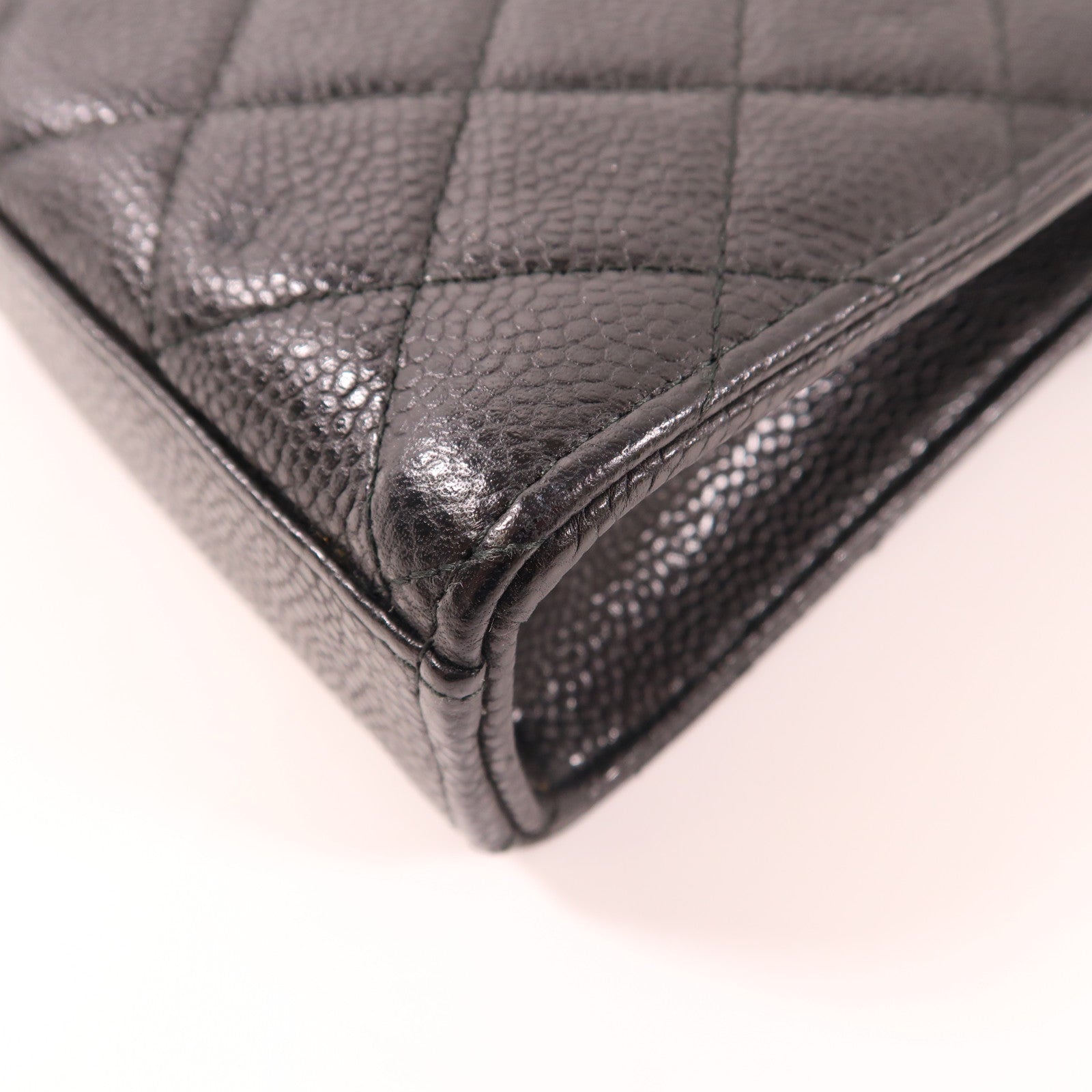 CHANEL 牛皮皮革Phone Chain Shoulder金扣肩背袋黑色