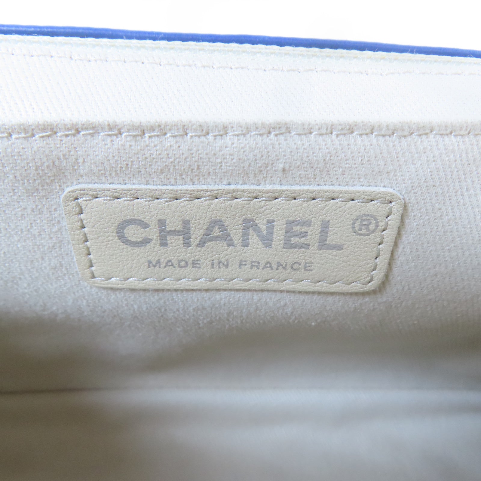 CHANEL 菱格牛皮皮革Flap Bag銀扣鏈帶肩背袋藍色
