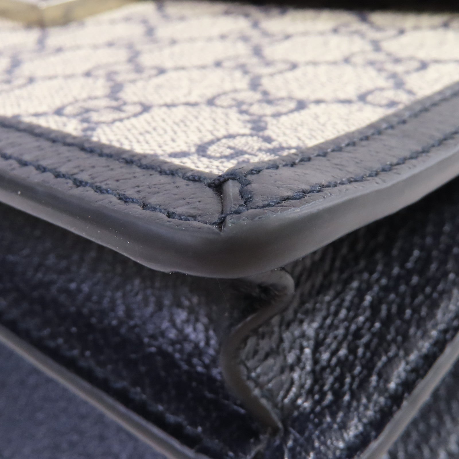 GUCCI 塗層帆布Ophidia GG Small Top Handle Bag銀扣手挽肩背兩用袋米色/藍色