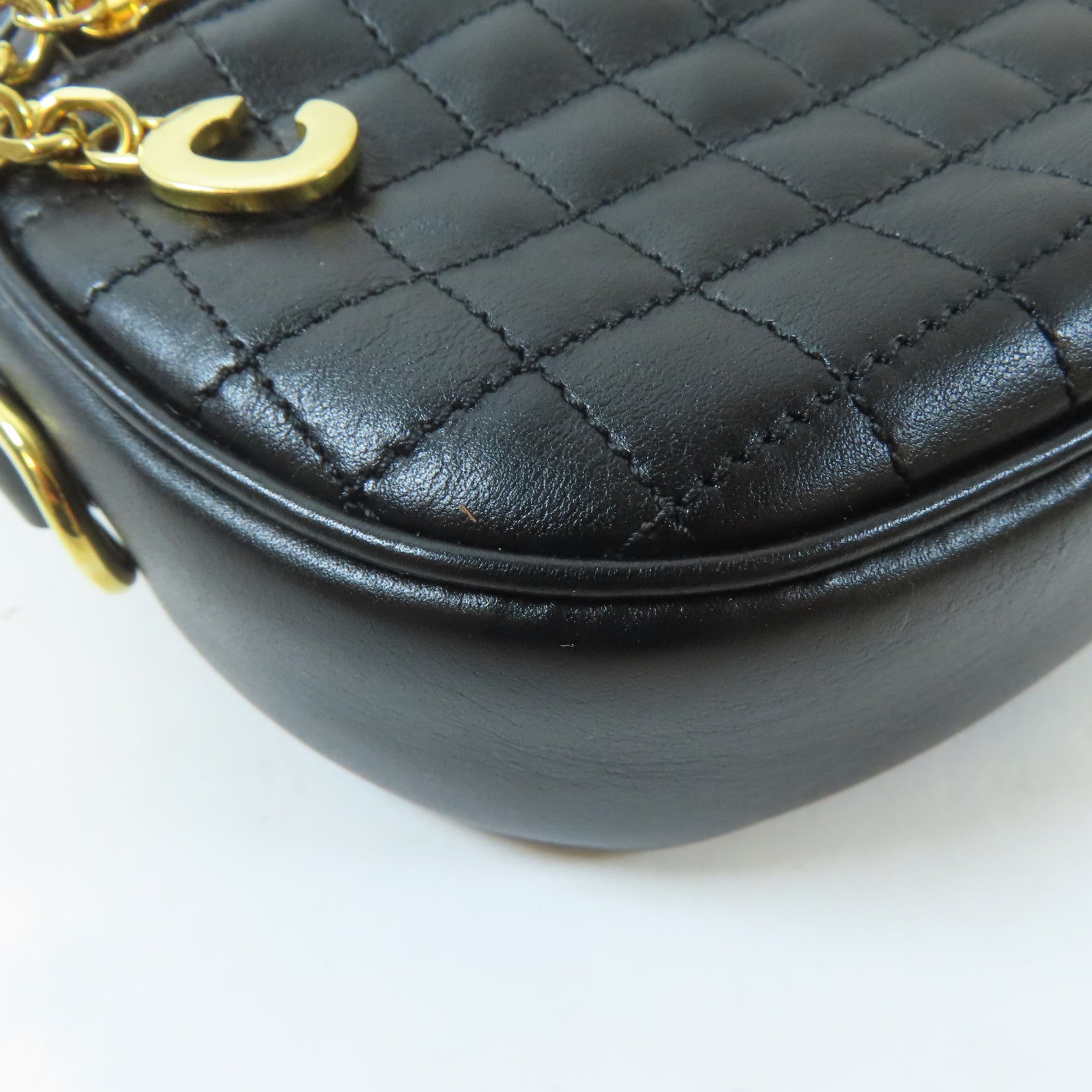 CELINE 牛皮皮革C Charm Bag金扣肩背袋黑色