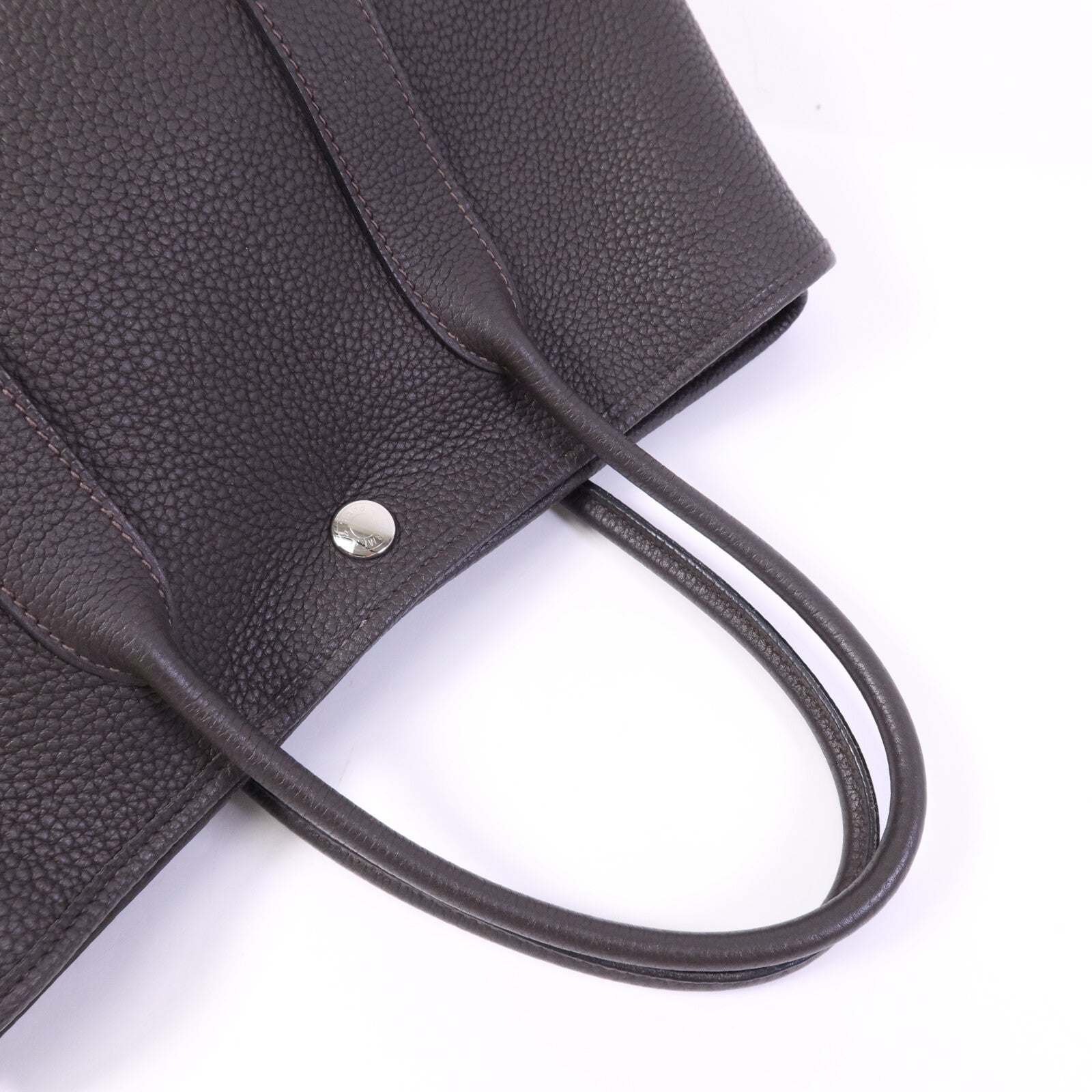 HERMES Negonda皮革Garden Party TPM銀扣手挽袋Ebeue