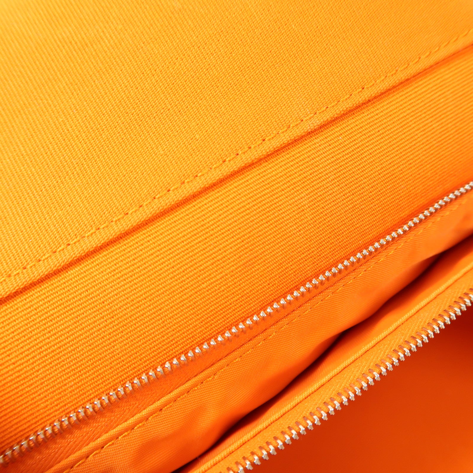 HERMES 帆布Cabag銀扣手挽肩背兩用袋Orange