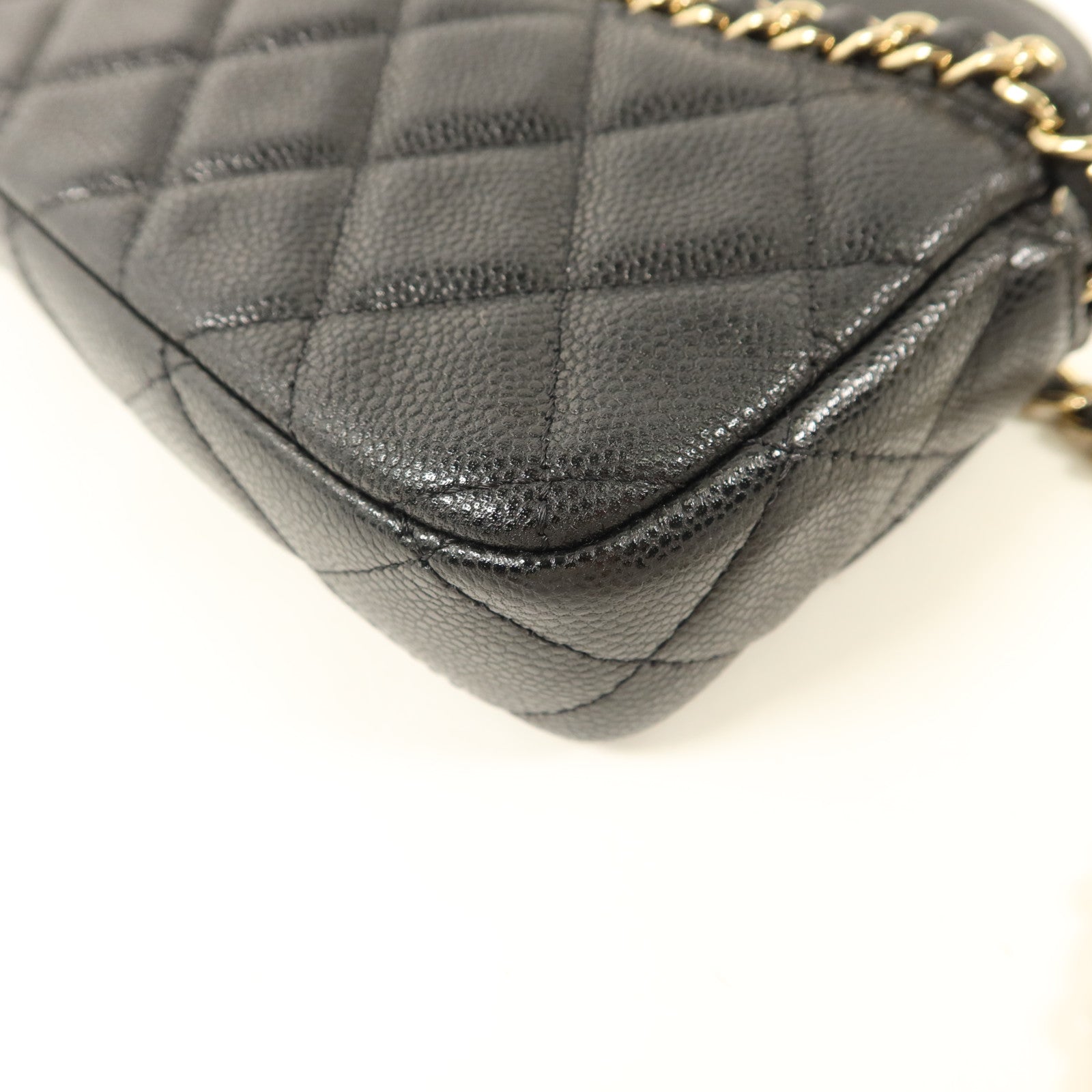 CHANEL 牛皮皮革Phone Case Bag金扣鏈帶肩背袋