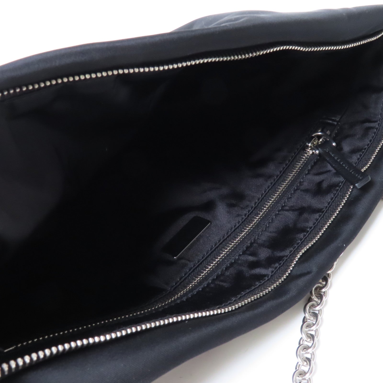 PRADA 尼龍2 Way Shoulder Bag銀扣鏈帶肩背袋黑色